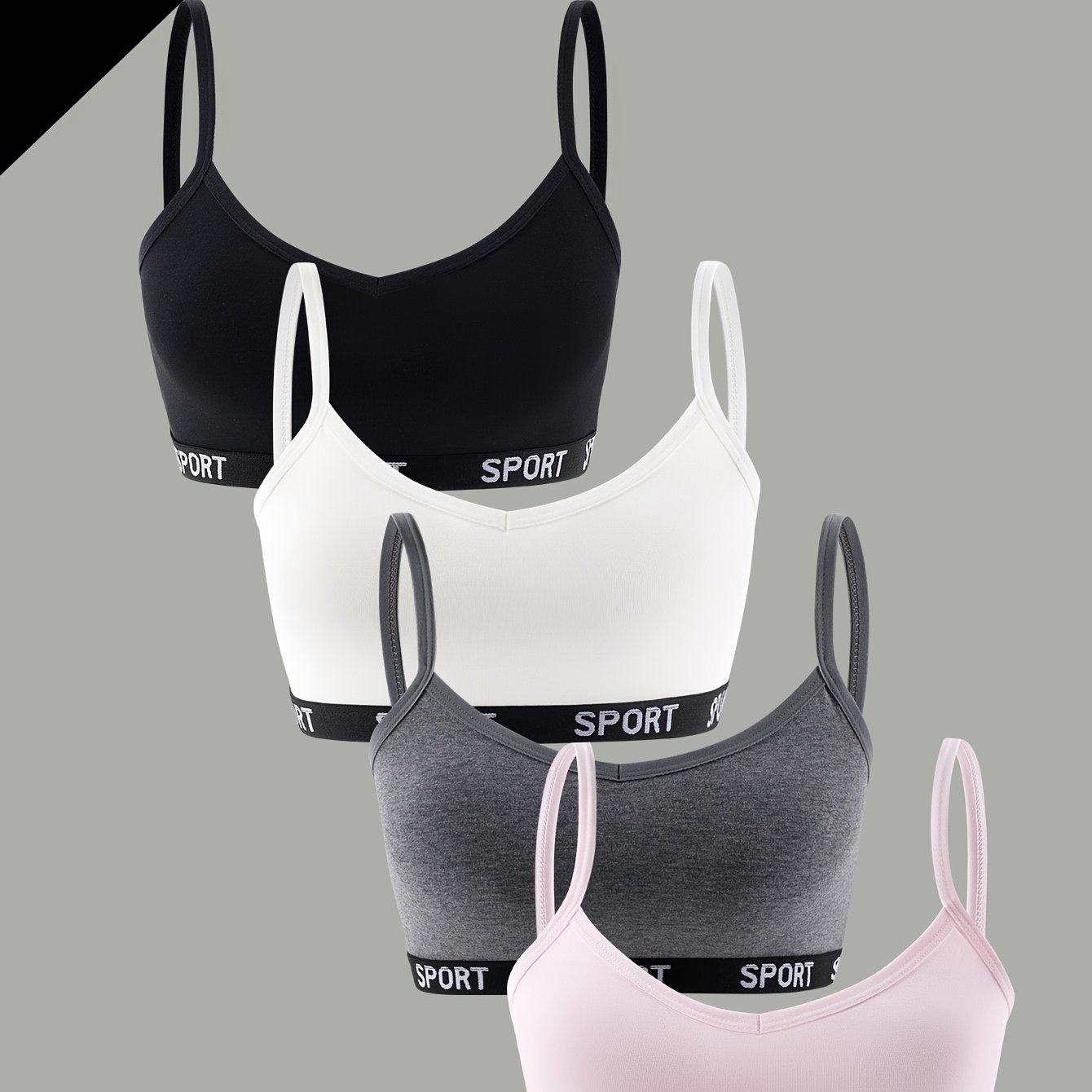 Image of 4pcs Pack Girls Training Bras & Sports Bras - No Underwire, Wire-free Comfortable Teen Bras Suitable For 9-14 Years, Back Strap Strap- For, Sports & Daily Wear - Wearable (no Padding)