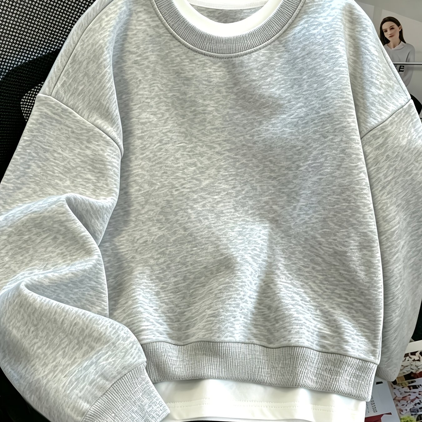 TEMU 1pc Girls' Two-piece Style Fashion Round Neck Sweatshirt - Girls' Older Versatile Two-piece Style Sweatshirt Spring Autumn Style Individual