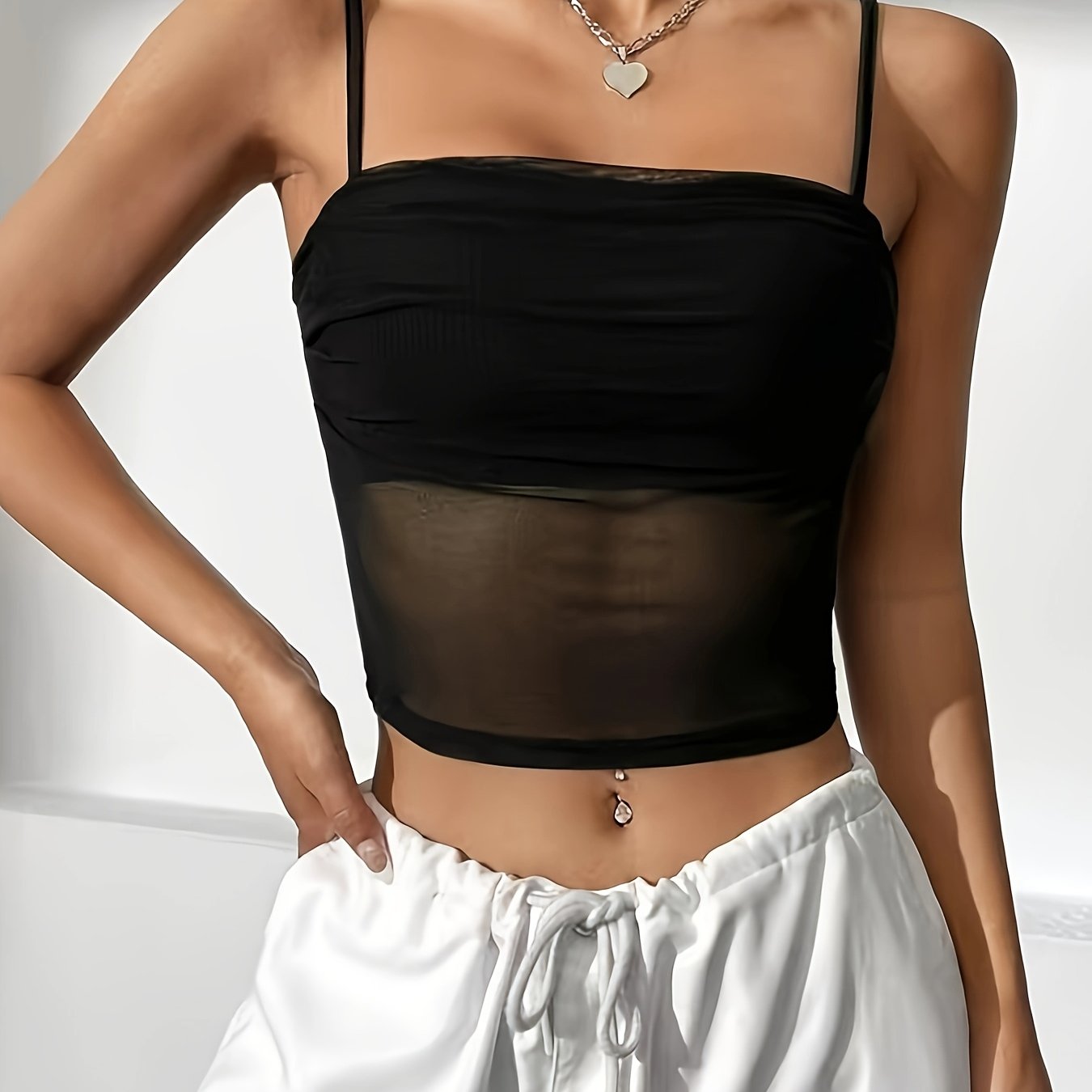 Summer Mesh Strapless Top
