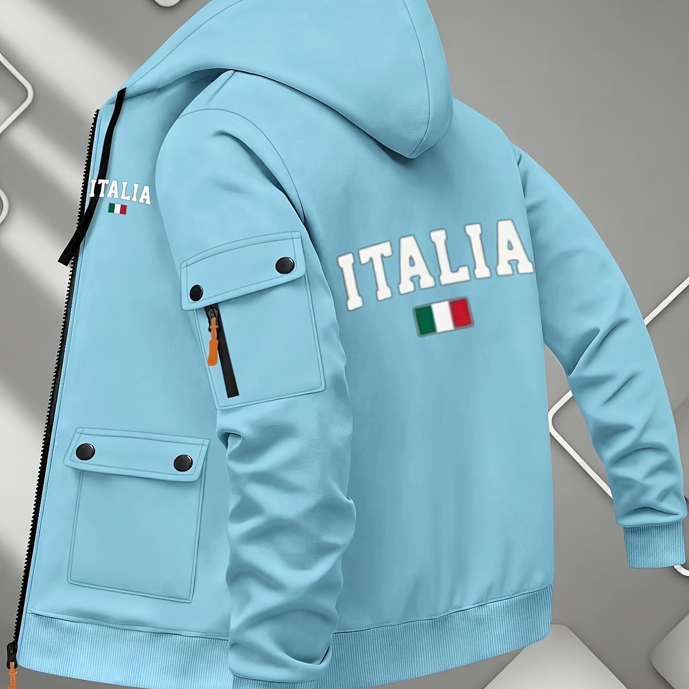 TEMU Cardigan à capuche pour homme, veste sweat-shirt, vêtement d'extérieur imprimé tendance pour sports de