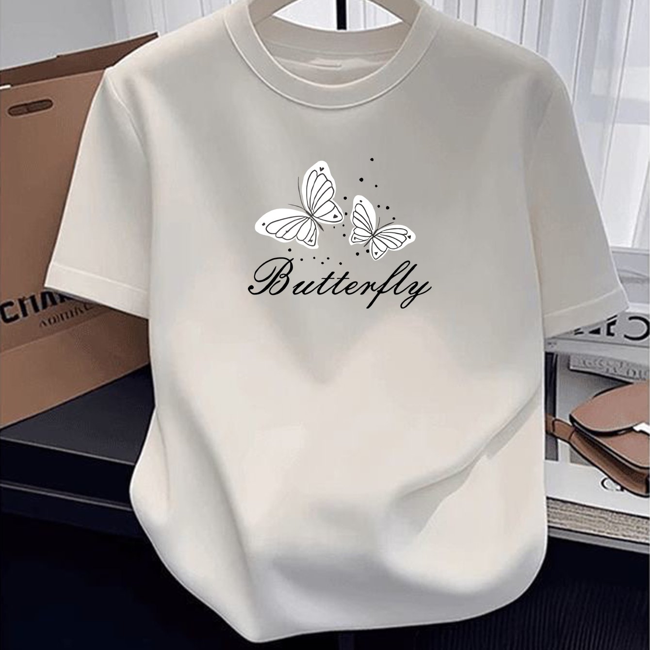 Image of Plus Size, Women's T-shirt, Lightweight Short-sleeve Top For Summer, Trendy And Fit, Casual And Versatile, Flattering Design With A Pattern And Letter Print