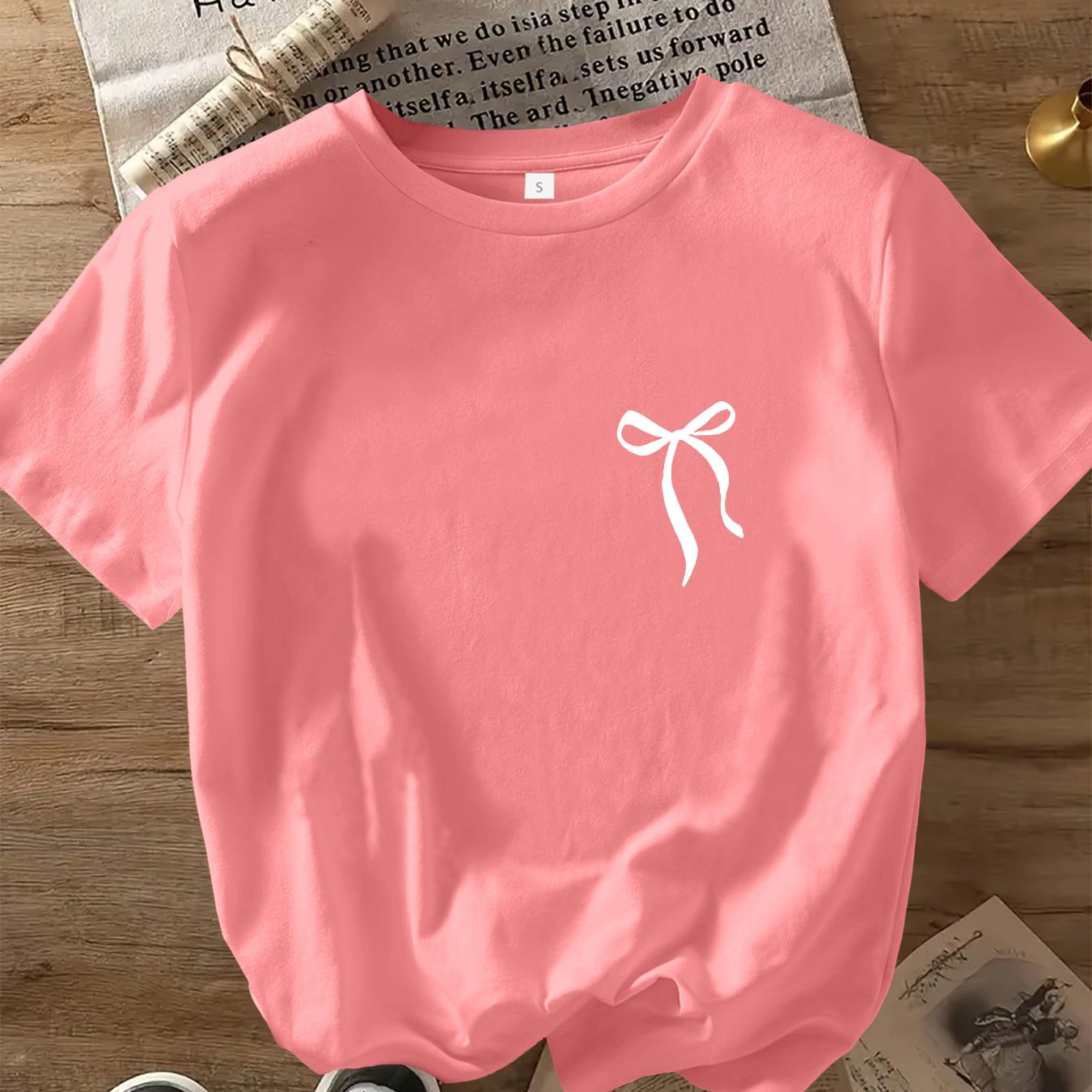 TEMU Graphic Print T-shirt, Short Sleeve Crew Neck Casual Top For Summer And Spring, Women's Clothing