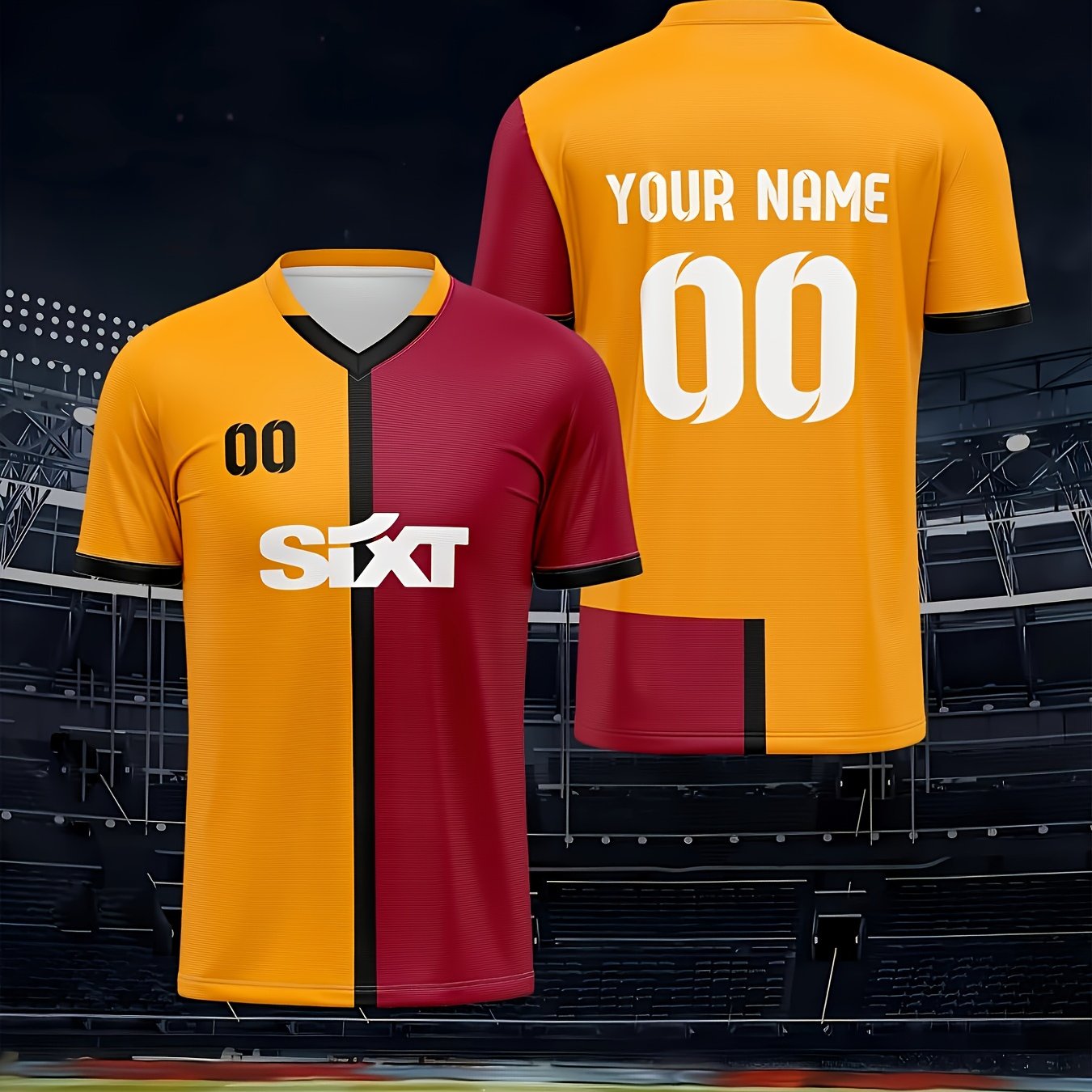 TEMU 2026 New Style Custom Soccer Jersey, Free Customization Of Name Team , Personalized V-neck Breathable Sweat-wicking Quick-dry Short Sleeve,