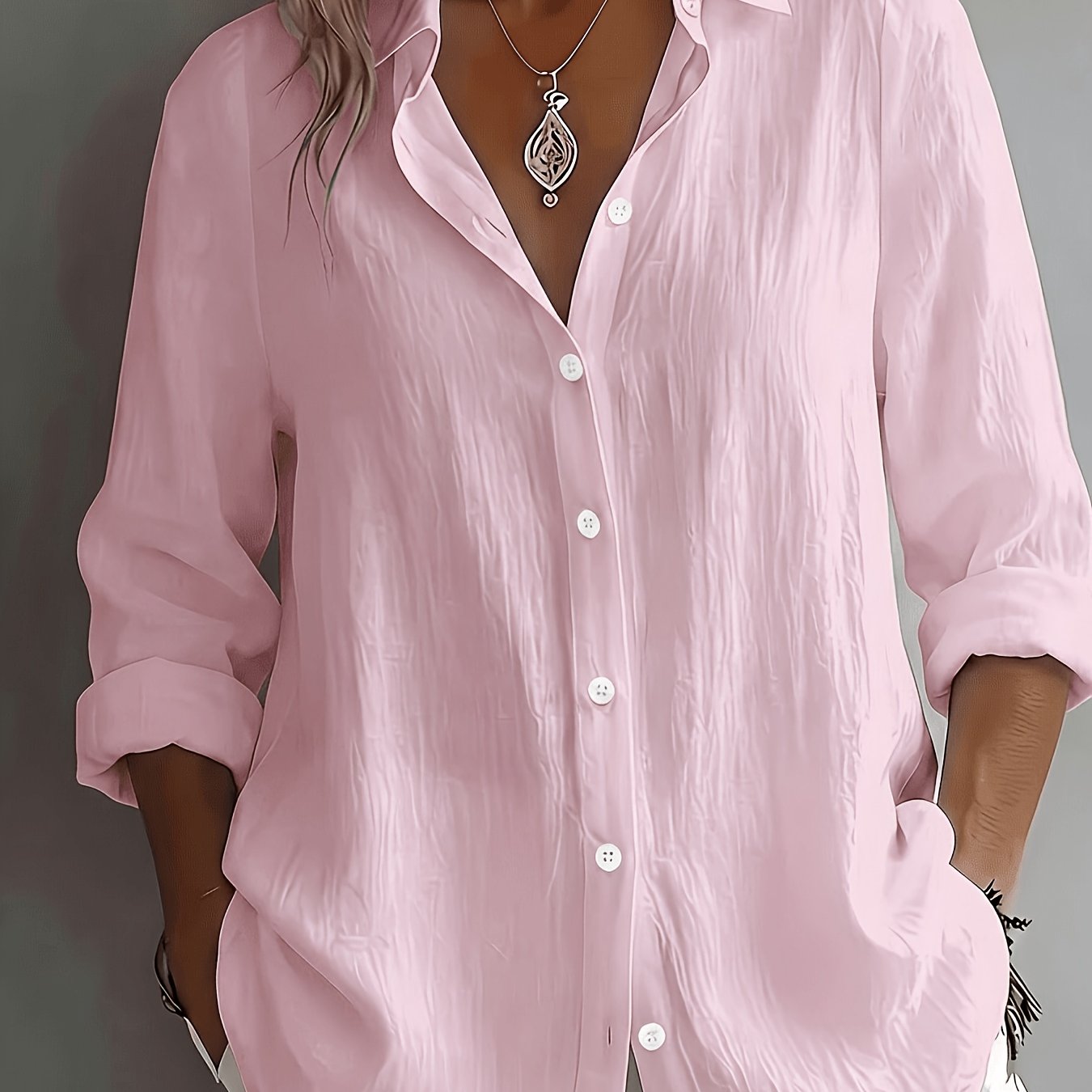 TEMU Women's Fashion Lapel Breathable Casual Daily Commute Wear Spring Summer Easy Shirt