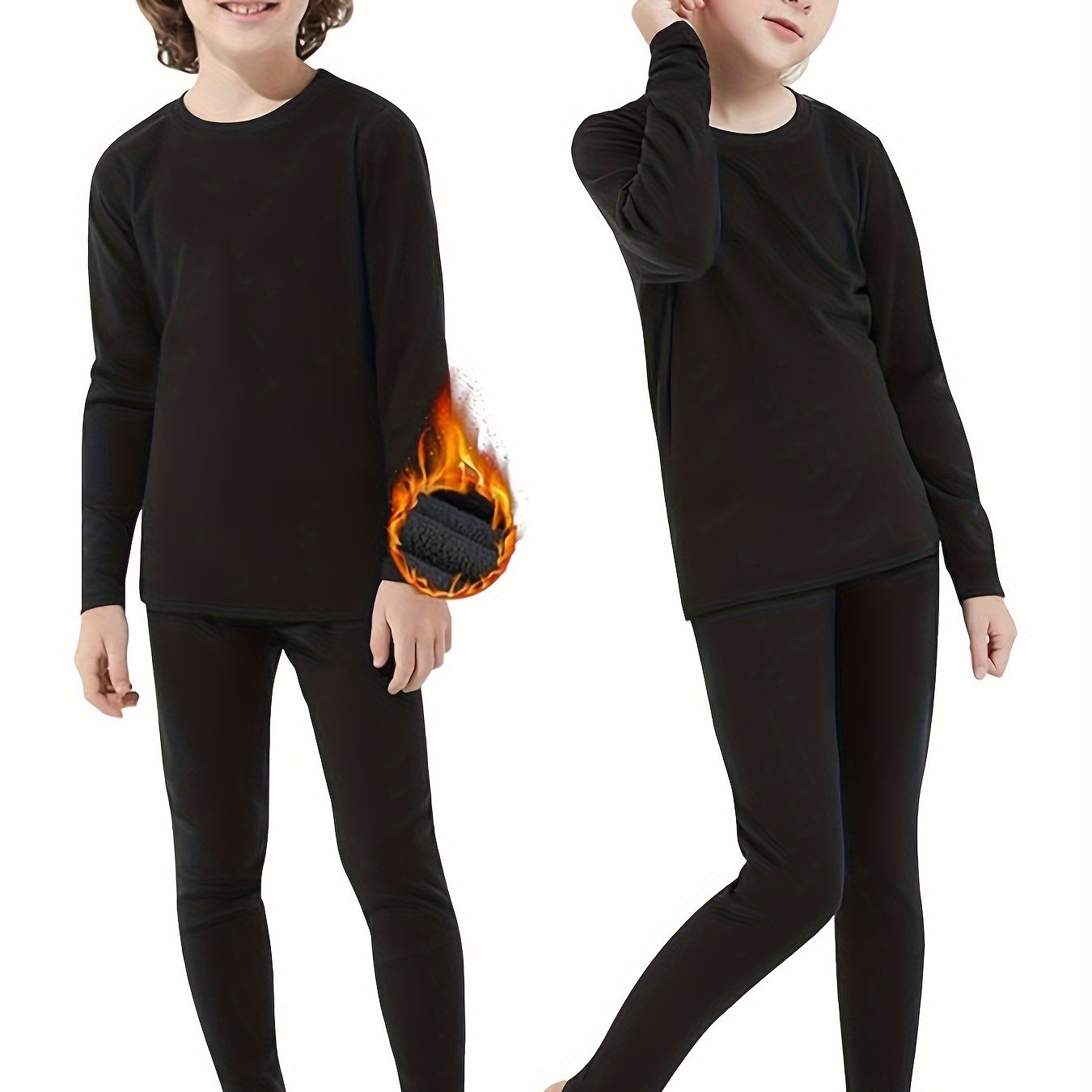 Boys Girls Thermal Underwear Set For Children Ski Underwear Functional Underwear With Double-sided Fleece