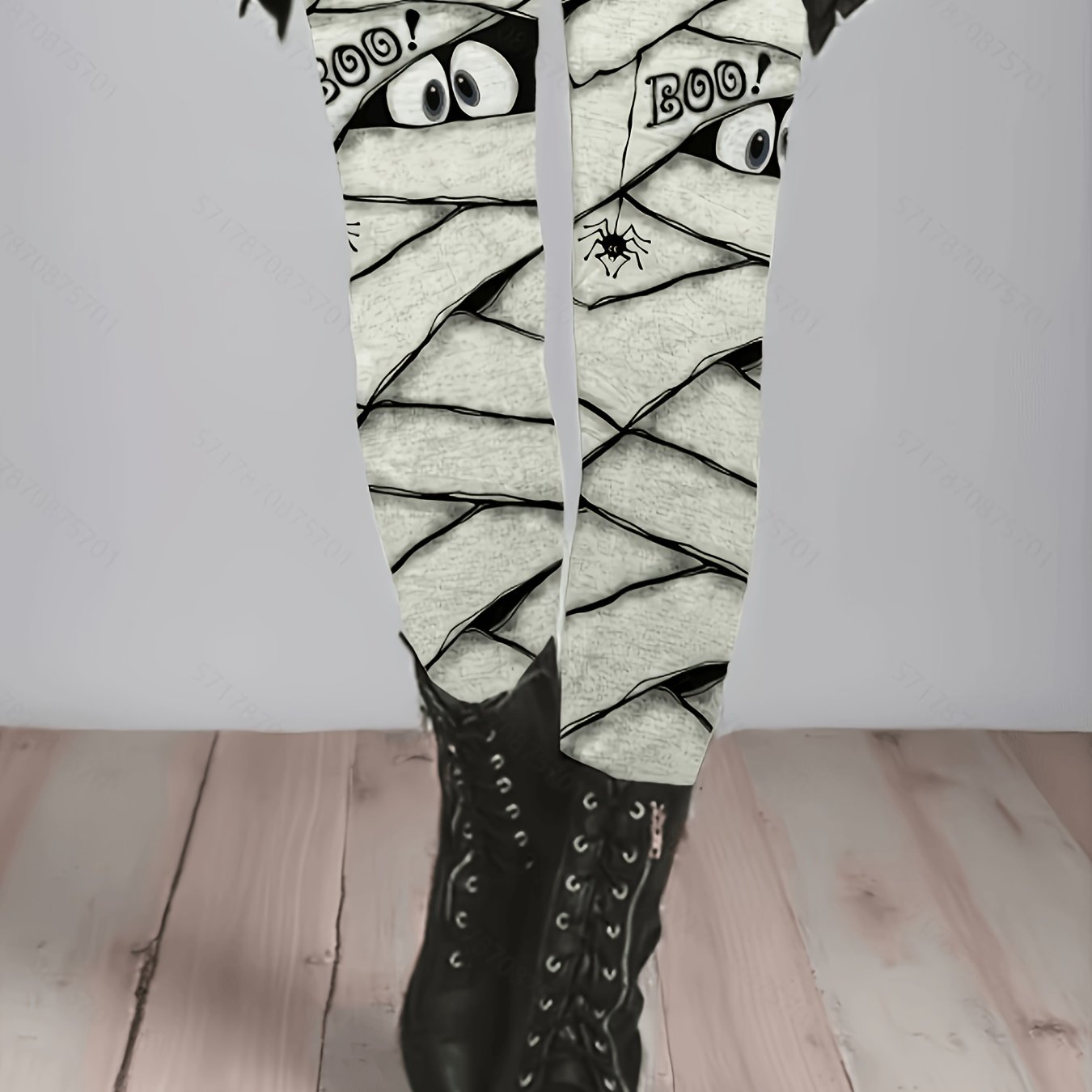TEMU Plus Size, Halloween Print High-waist Stretchy Leggings For Women
