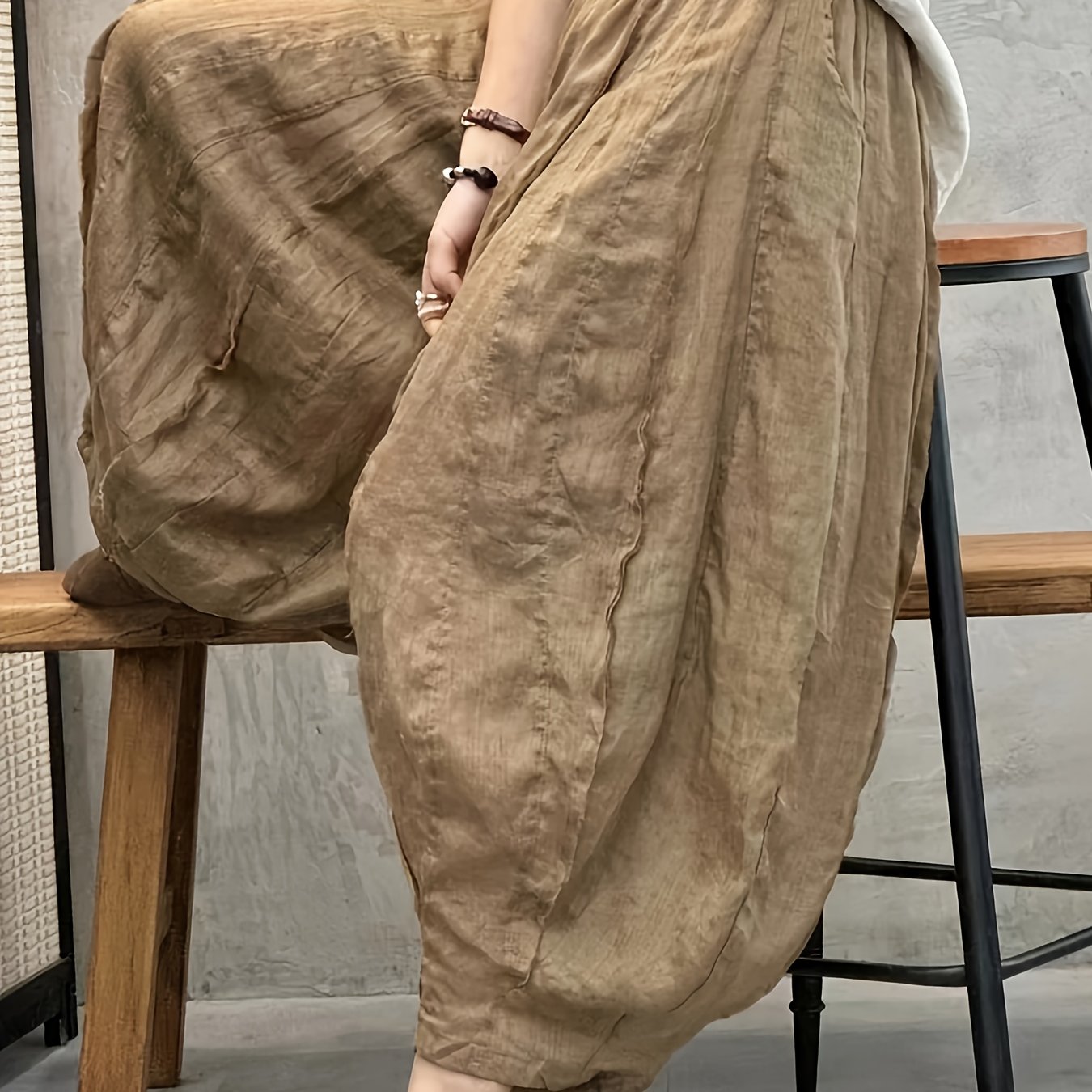 TEMU Vintage Double-layer Lantern Pants Multi-piece Frayed Edges Personalized Women's Pants Ll256