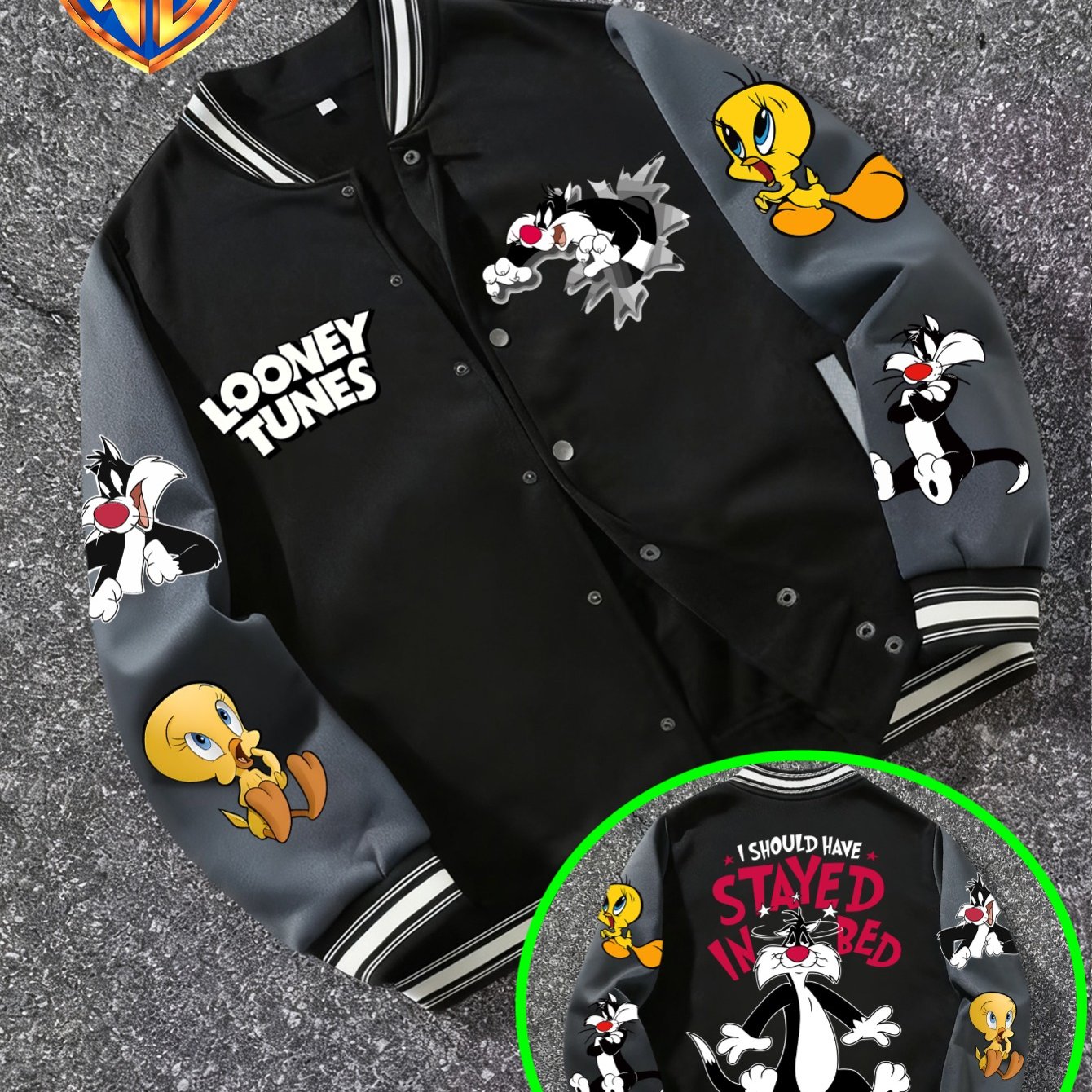 TEMU 【商品名】 チューイとター テーマプリント アメリカンカレッジスタイル ベースボールジャケット、メンズ 軽量 ベースボールスタイル カジュ、秋/冬の着用に最適 - おしゃれなカラーブロック 長袖ジャケット、友人や家族へのプレゼントに最適