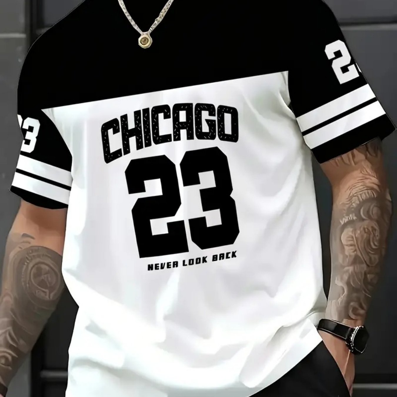 TEMU Casual Men's Streetwear Featuring Lightweight Short-sleeve Tops, Trendy -neck T-shirts With A Creative 3d Printed Chicago .