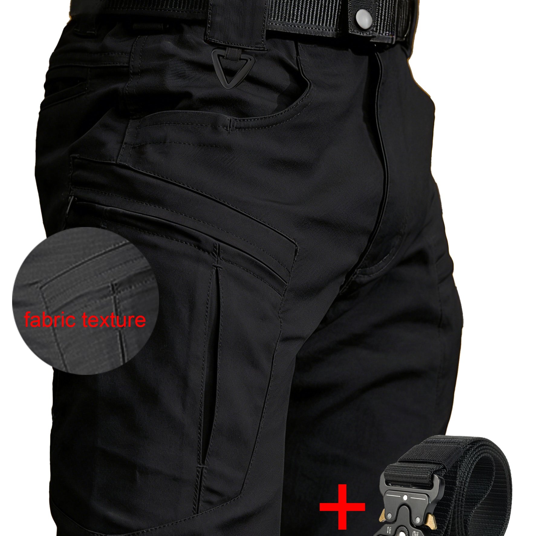 TEMU 1pc Men's Tactical Cargo Pants   1pc Black Belt, Multiple Functional Pockets, Tear-resistant, Durable, Suitable For Outdoor Hiking,