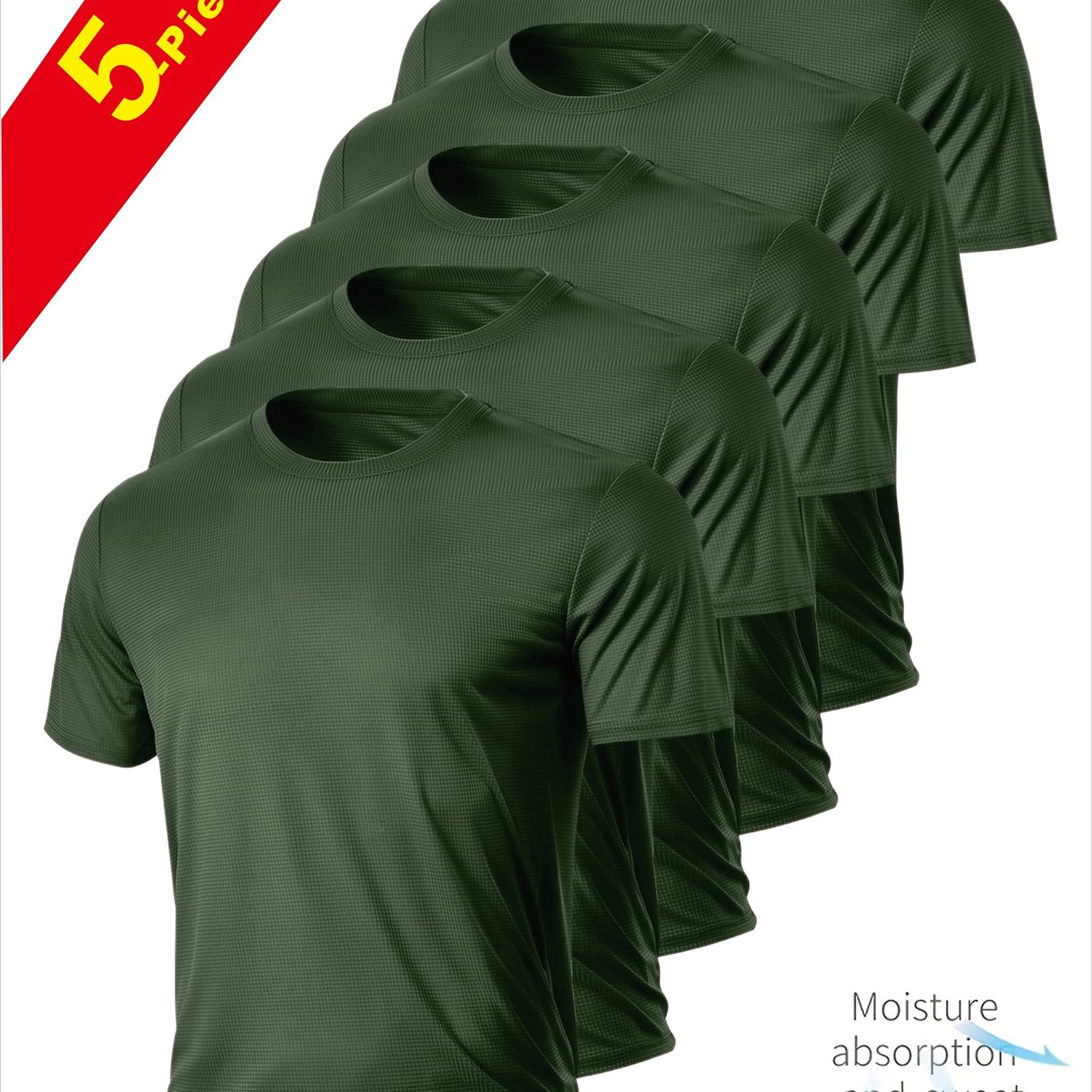 Set Of 's Lightweight And Breathable Quick-dry T-shirts In Olive Green, Ideal For Gym, Running, Outdoor Activities, And Travel - Comfortable For And Machine Washable