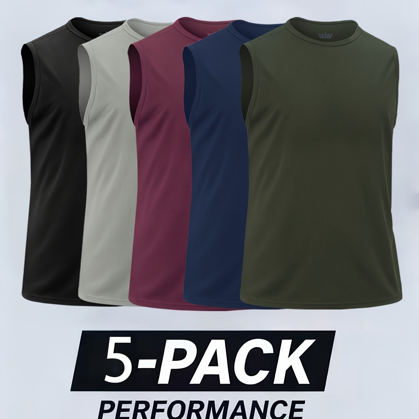 TEMU 5pcs Men's Sports Tank Top Quick-dry Breathable Running Fashion Casual Quick-dry T-shirt Thin Moisture-wicking