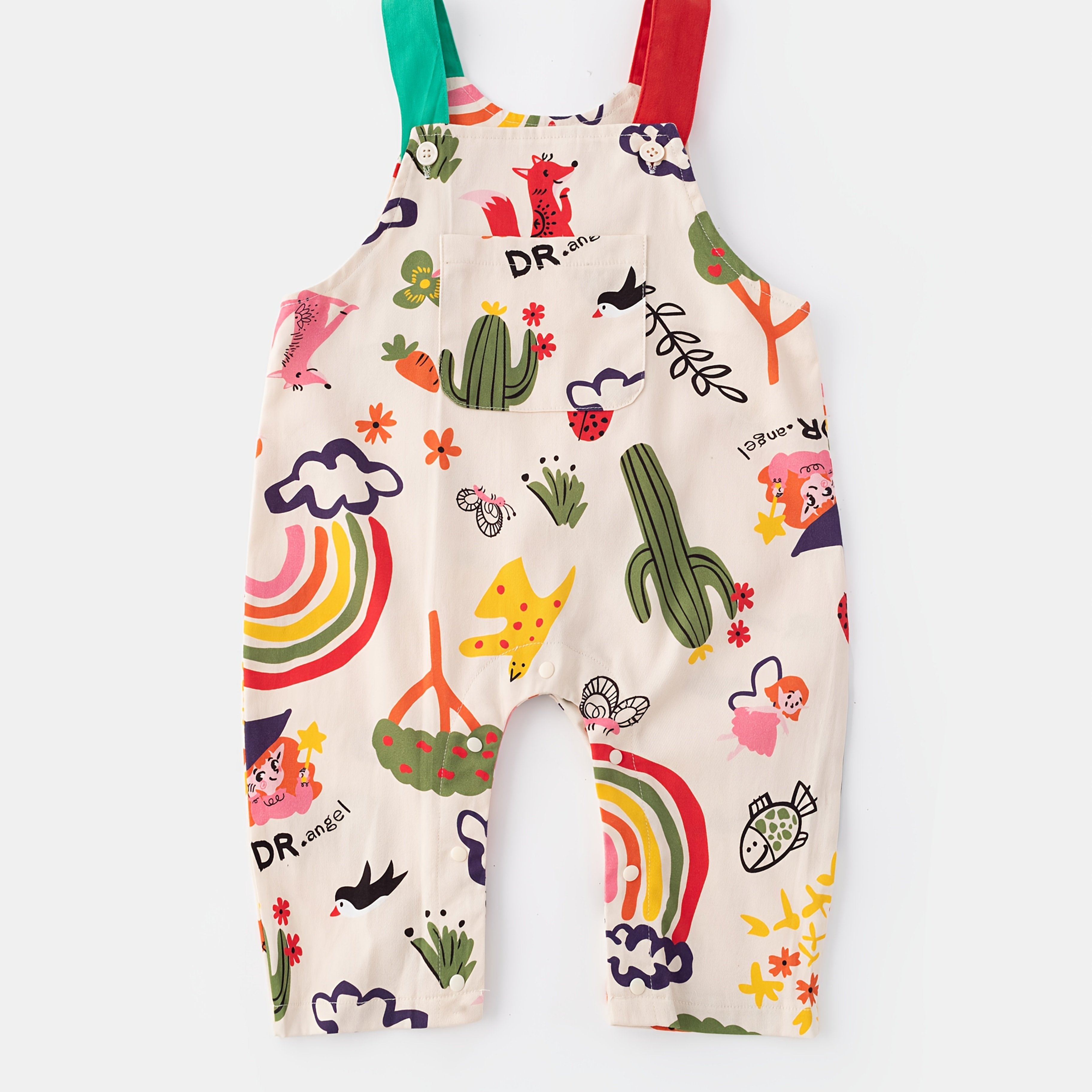 Boys And Girls Infant Baby Toddler Random Print Overalls Graffiti Animal Colored Pattern Outdoor Casual Jumpsuit Overalls, For Outdoor