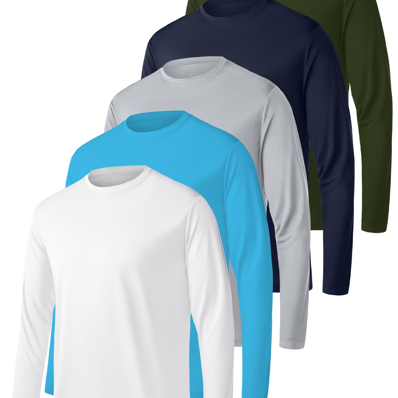 TEMU 5pcs Men's Long Sleeve Casual T-shirt Breathable And Quick Drying, Suitable For Fitness, Training, Sports And Daily Wear