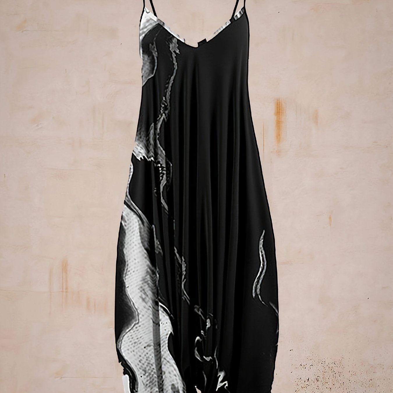 European And Loose Casual Harem Snake Print Suspender Open Back Overalls