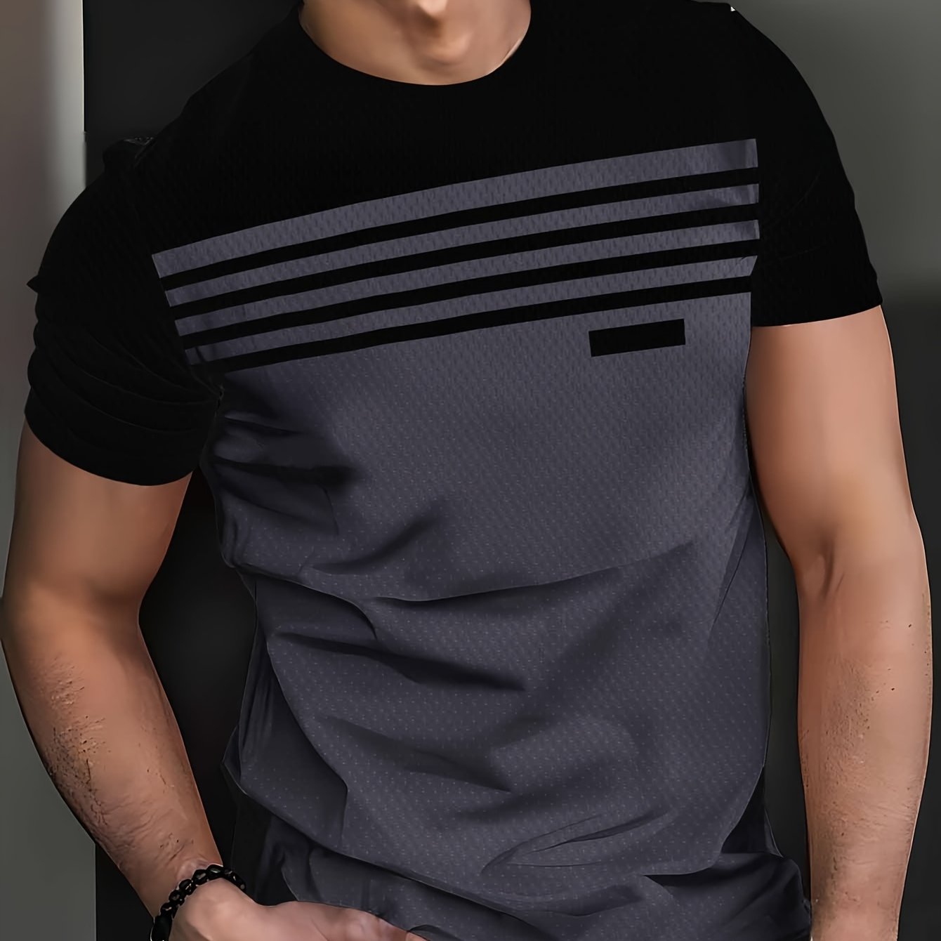 TEMU T-shirt Décontracté Tendance Homme - , Col Rond, Manches Courtes, Lavable en Machine, Style Confortable Toutes Saisons, Vêtement de Tous |