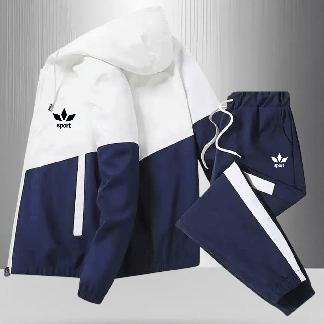 Image of New Arrival Men Standard Size Zipper Sports Suit Brown Block All Design Sense For Outdoor Street Wear Summer Cool Comfortable Fashion Versatile 2pcs Outfit