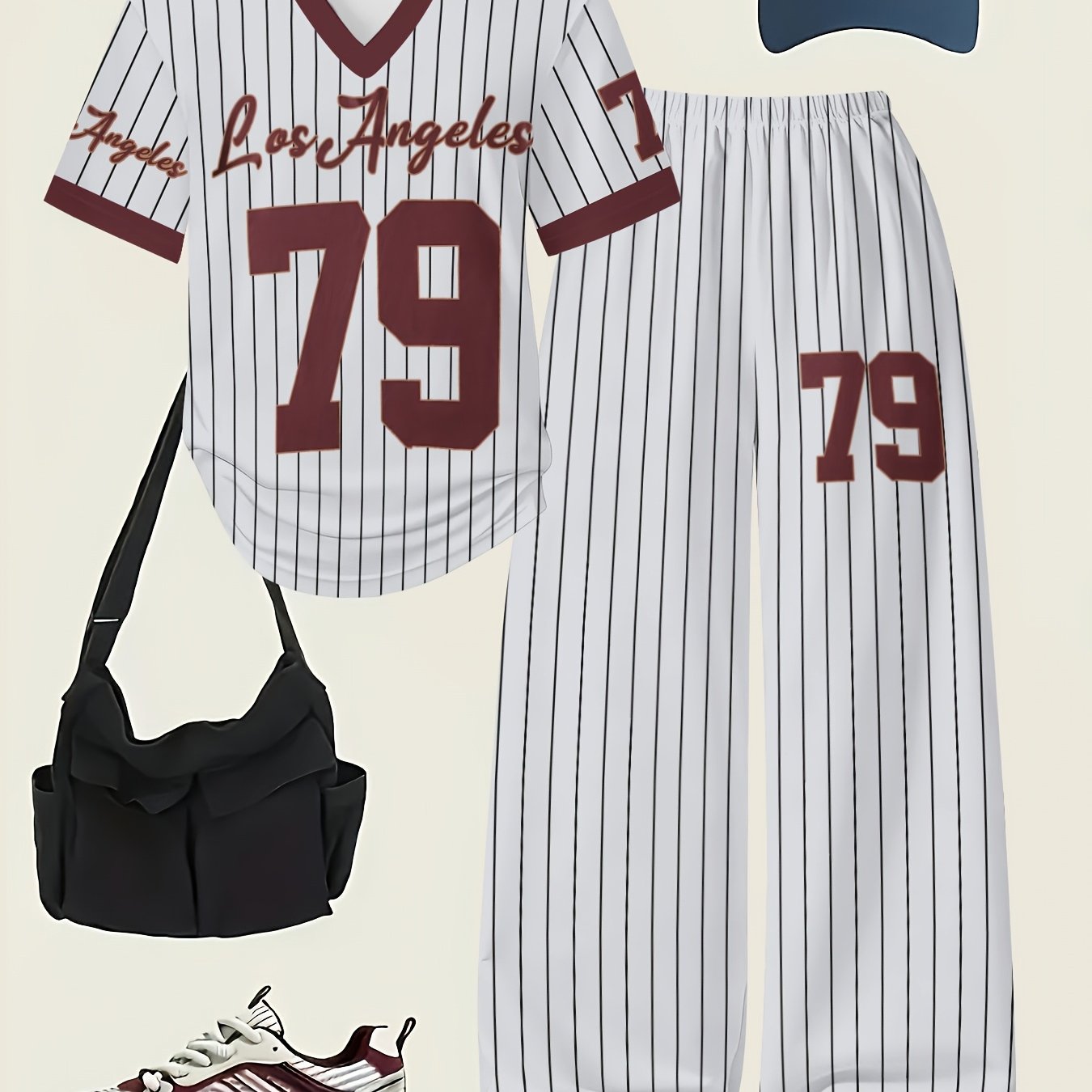 Y2k Girls' Fashion Outfit, Stylish Long Pants For Girls, Cute Print T-shirt And Long Pants Two-piece Set, For Outdoor