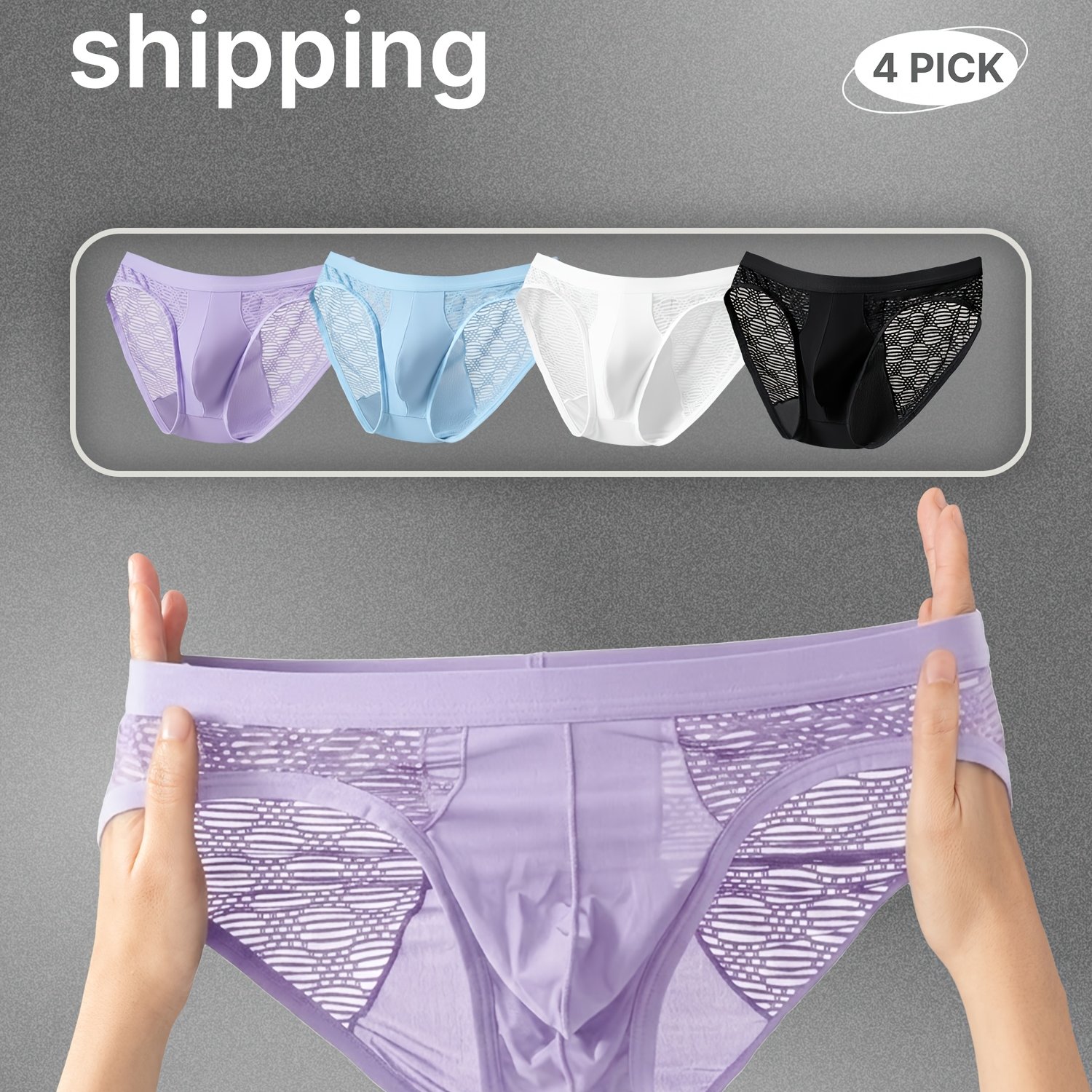 Image of 4pcs Men's Mesh Briefs, Breathable Stretch Underwear, Lightweight 3d Contour Pouch, Fit