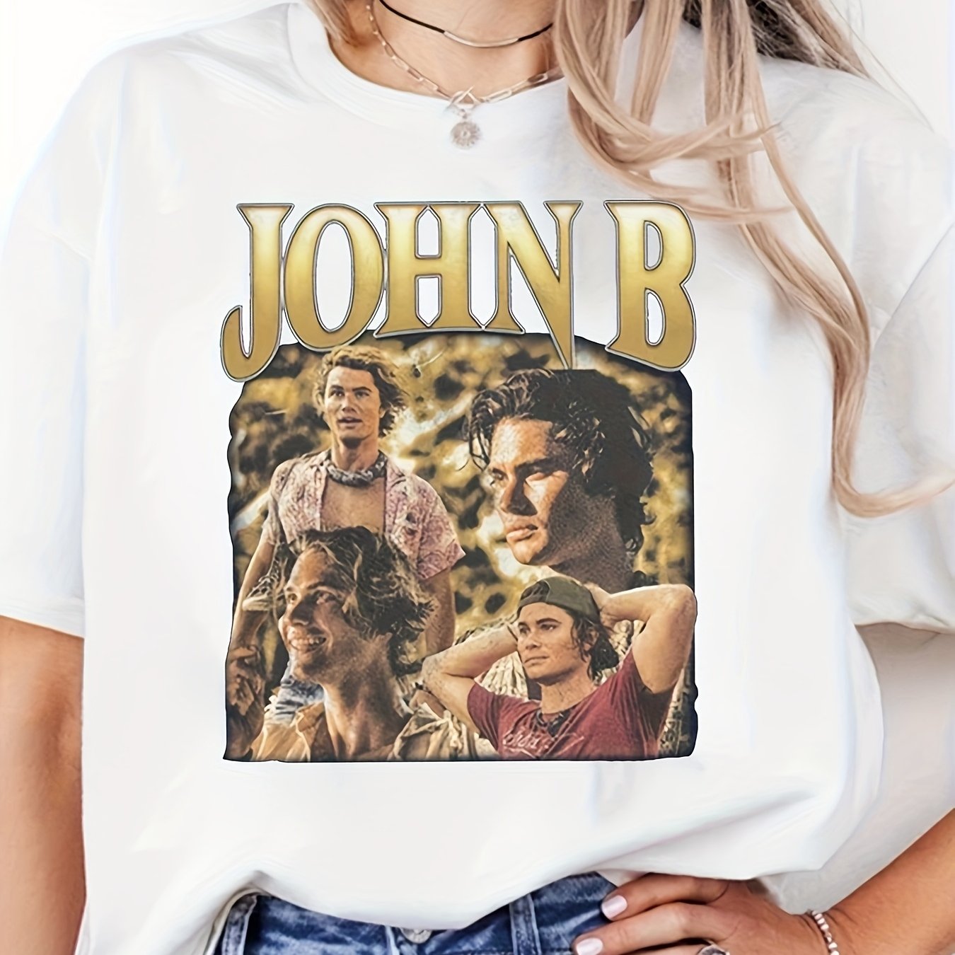 TEMU Themed Graphic T-shirt, Polyester Knit Fabric, Casual Crew Neck, Short Length, Cartoon Print, For