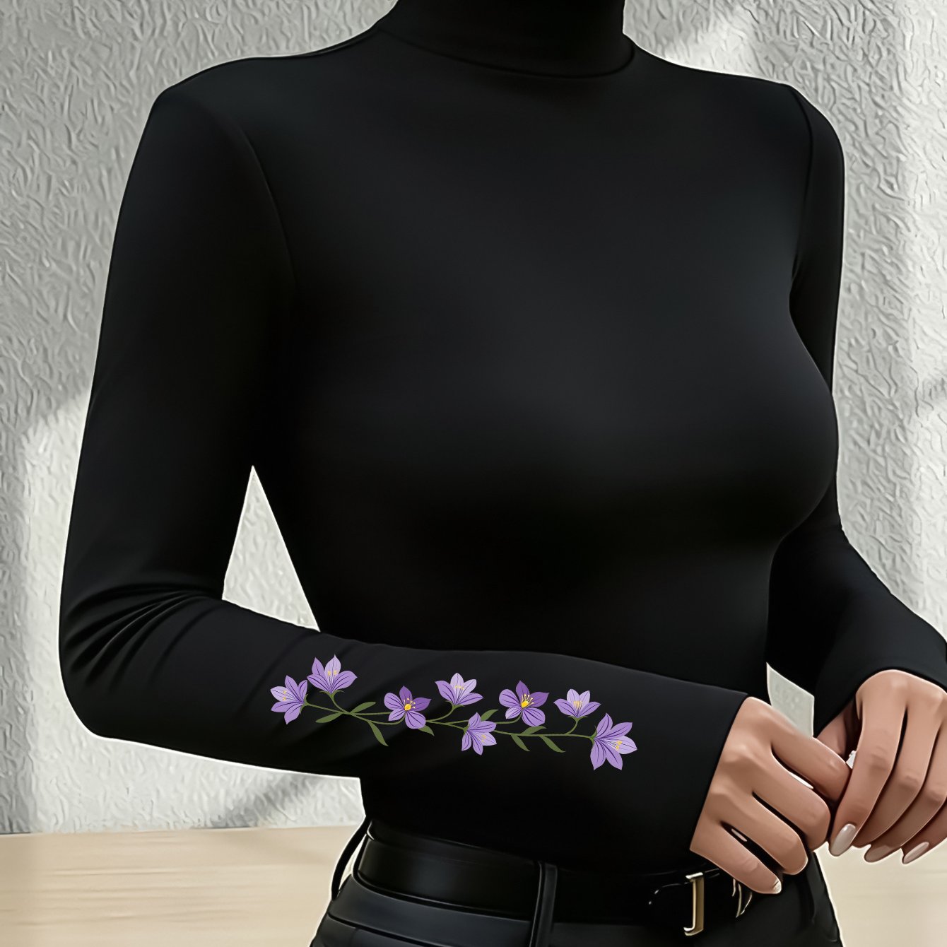 TEMU Women's Half-turtleneck Long-sleeve Bodycon Top - Stretchy Fabric, Fit, Casual And Stylish Design, Perfect For Layering As An Essential Inner