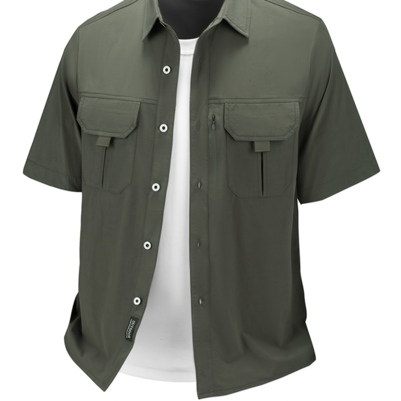 TEMU 1xl-6xl Plus Size Men's Summer Utility Short Sleeve Shirt, Loose Trendy Casual All-match Utility Jacket Top, Lapel Design, Comfortable And