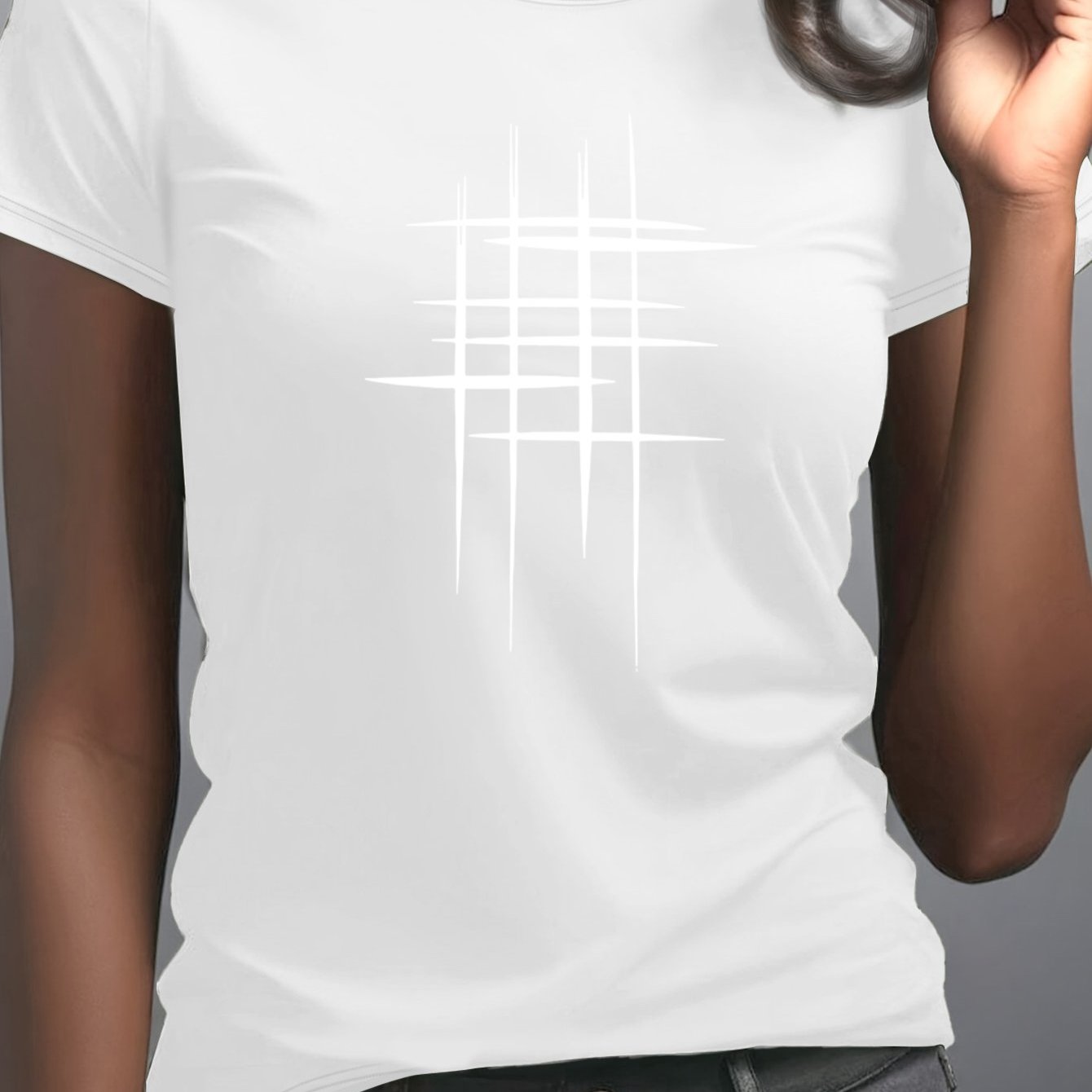 E-shop Elegantes Damen T-Shirt mit Print - Sommermode, stylisches Design, bequem und atmungsaktiv, Rundhals-T-Shirt für Damen, weiches Material, ideal