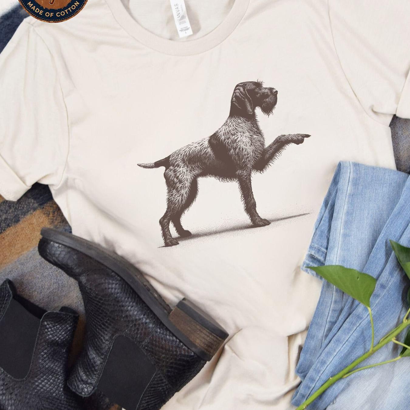 Image of Men's T-shirt Funny German Wirehaired Pointer Gwp Graphic Print T Shirt Unisex Casual Cotton Breathable Soft Streetwear Summer Hunting Dog Fathers Day Gift For Dog Dad Husband Pet Lovers Casual Attire