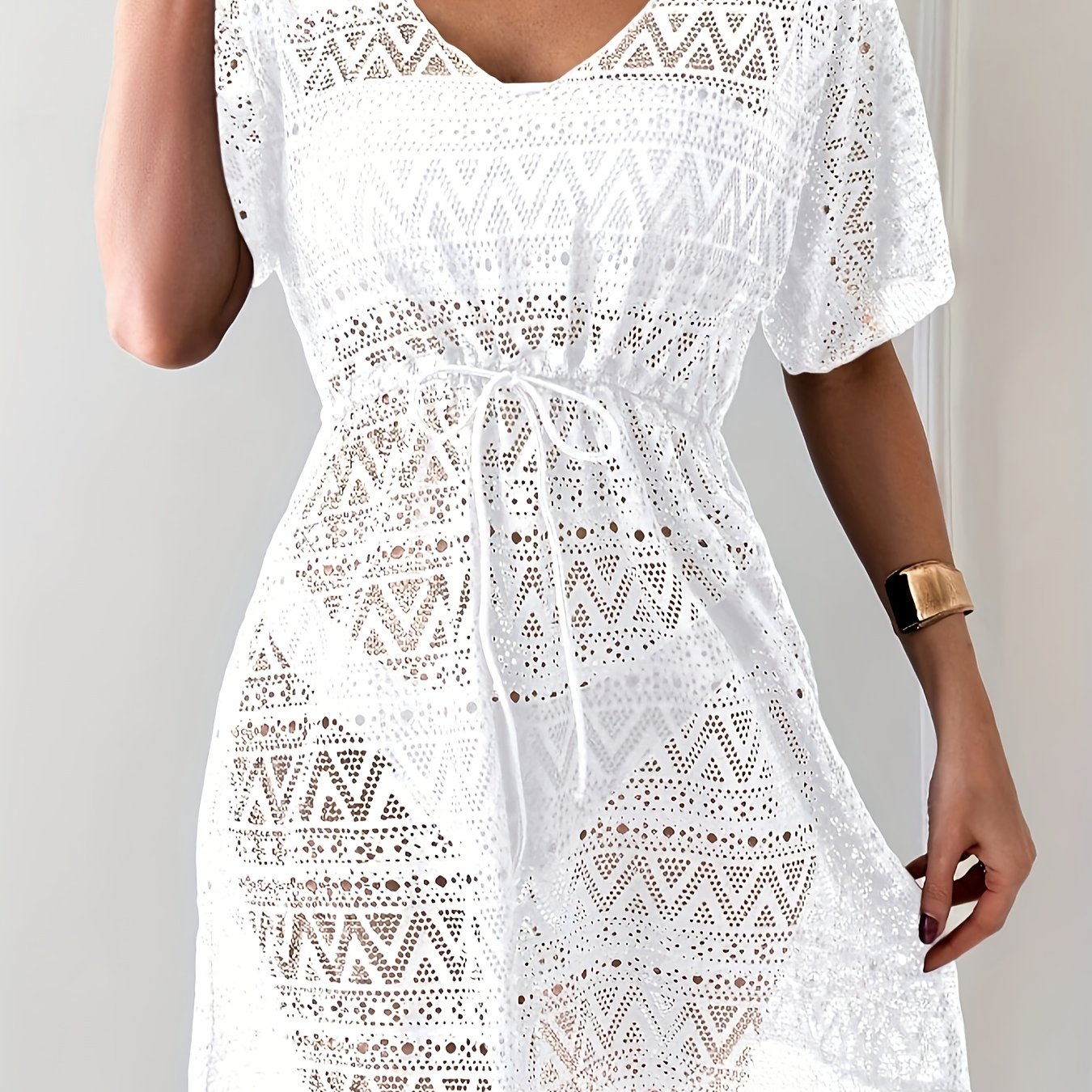 (yy0207574) Fashion Jacquard Lace Bodycon Dress