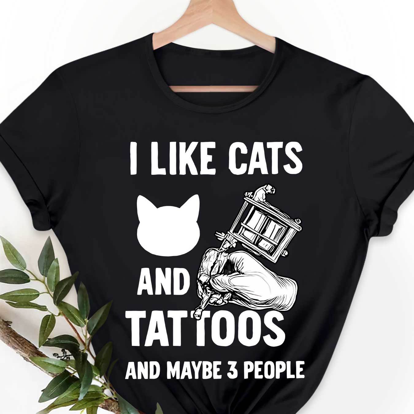 TEMU Cute And Fashionable Women's Casual Sporty Top With A Graphic That "i Like Cats And Tattoos, 3 More People" And An Illustration. Breathable,