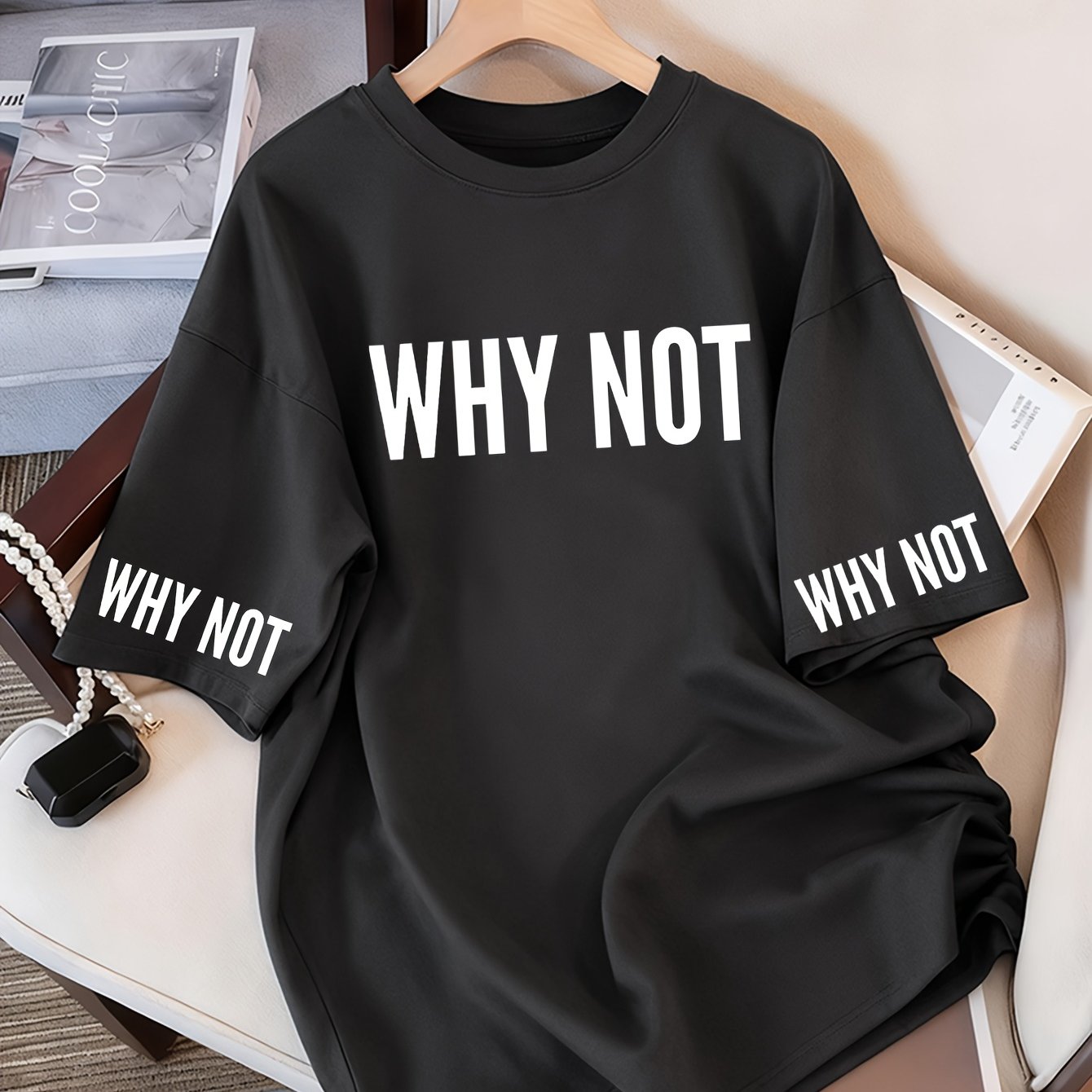 TEMU Ladies Plus Size Casual Sports Letter Printed T-shirt, /, Soft, Skin-friendly And Elastic, Loose Fit, Machine Washable, Ladies Casual Loose