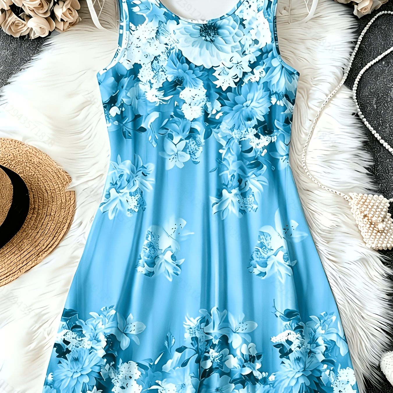 TEMU Robe manches pour femme, coupe trapèze à imprimé floral, chemise de nuit