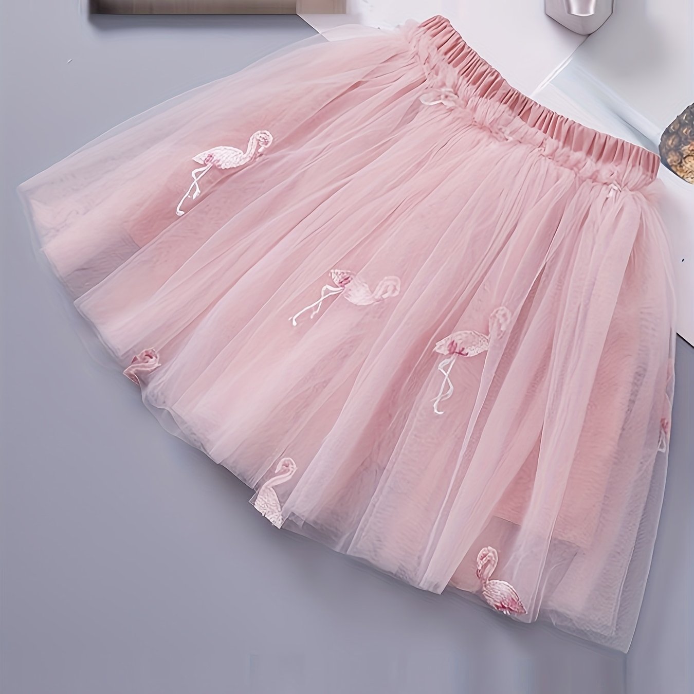 Image of Girls' Mesh Skirt Embroidered Short Skirt Fluffy Skirt Princess Skirt