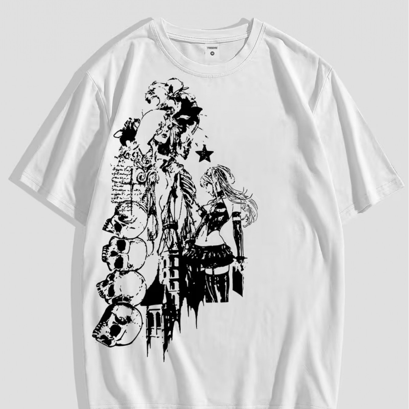 TEMU Sketch Print T-shirt T-shirt, Durable Heat Transfer, 2d Hot Stamping, Soft 100% Polyester T-shirt, High-quality Breathable Mesh Fabric