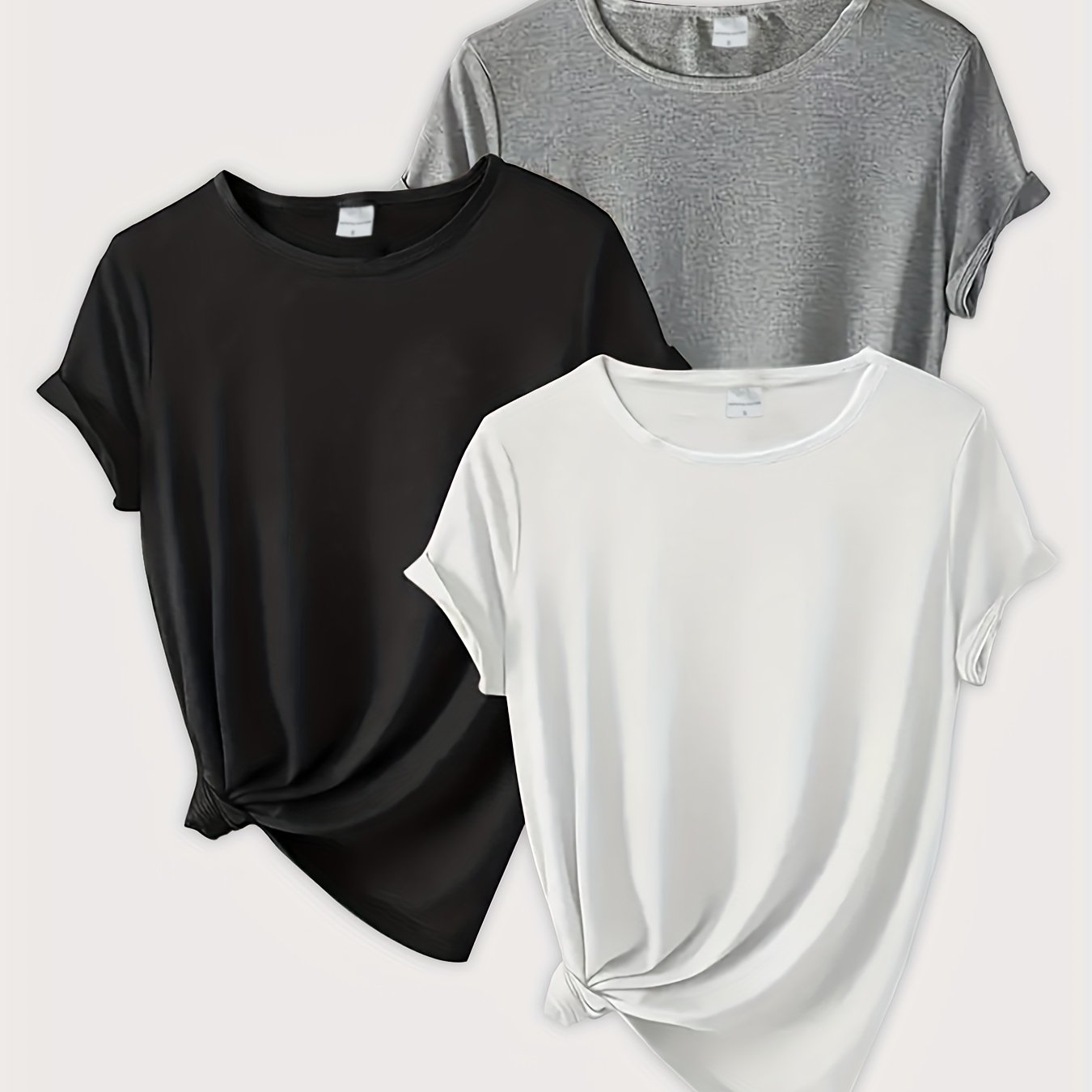 TEMU Ein Set aus drei einfarbigen, weichen und bequemen Home-T-Shirts
