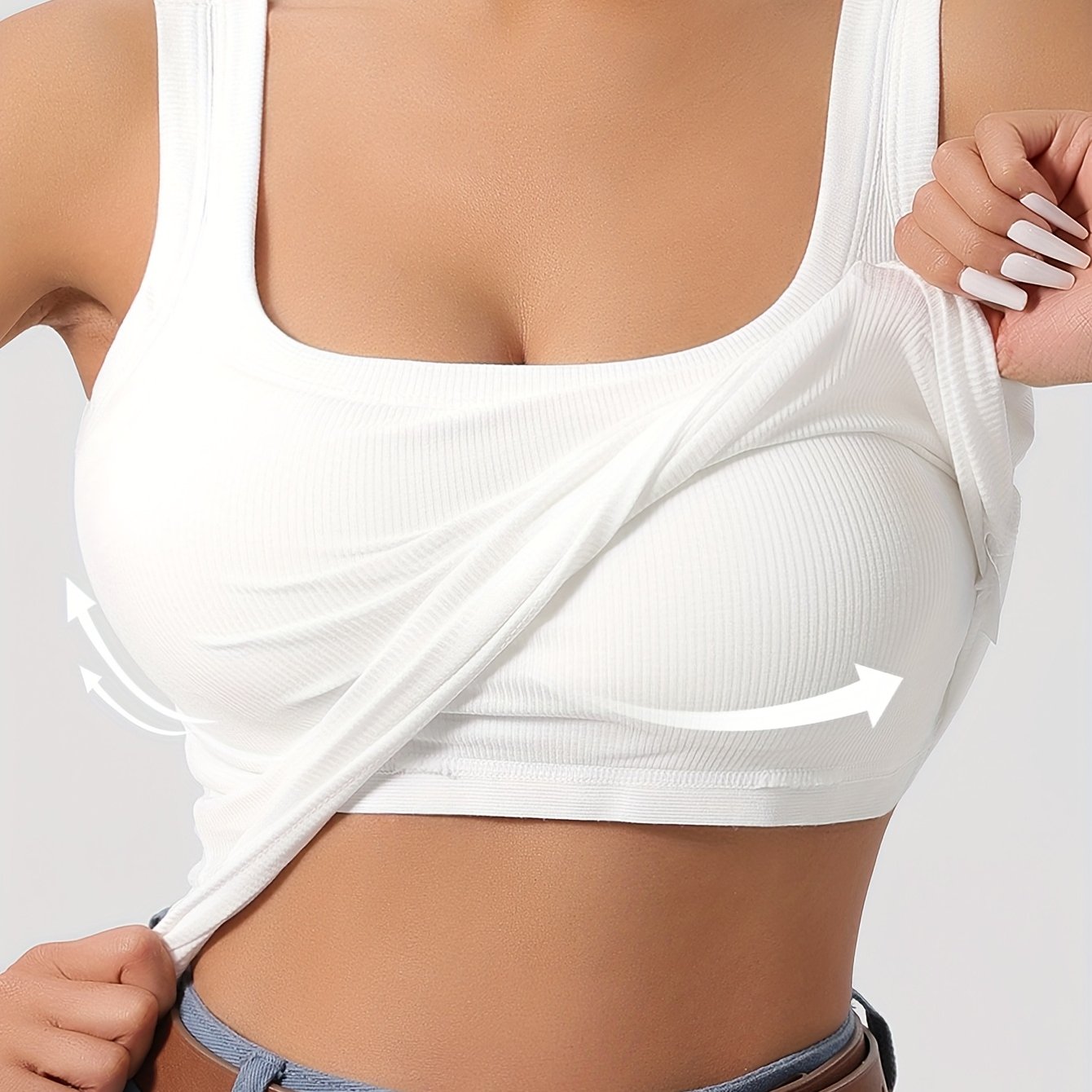 Women's Vest With Removable Padded Bra, Slim Fit Solid Layer For Inner Or Outer Wear