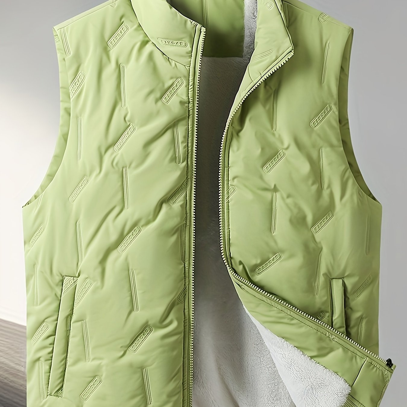 TEMU Plus-size Men's Vest, -lined And Thickened For Autumn/winter, Casual Sporty Style, Suitable For Outdoor And Travel, Plus Size