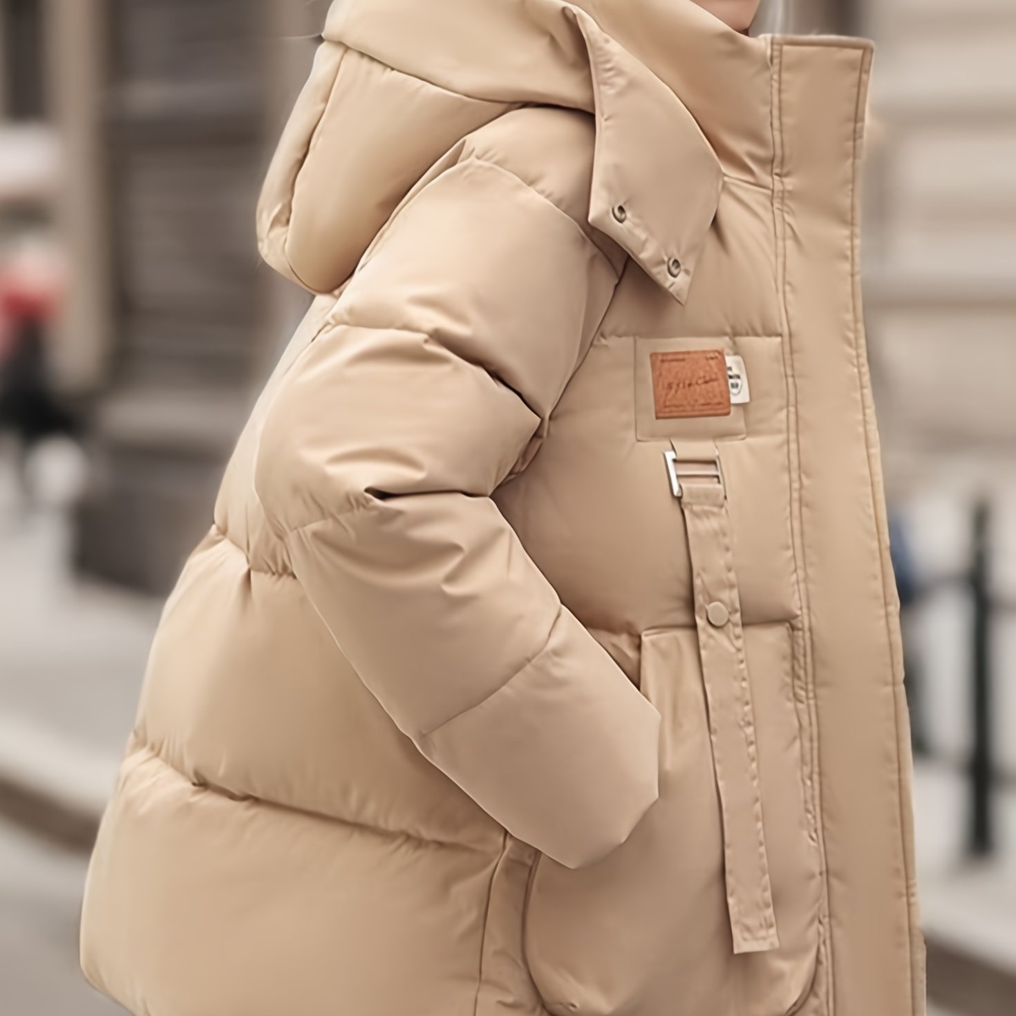 TEMU Women Plus Size Overcoat Thick Padded Coat Hooded