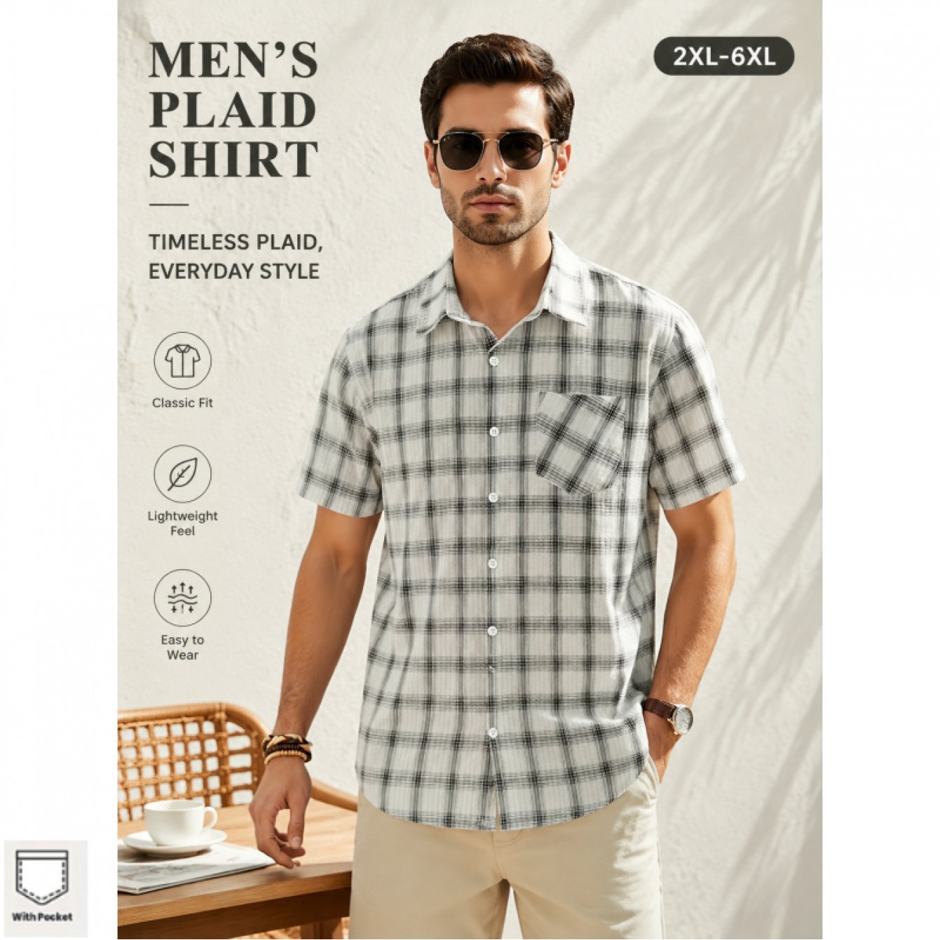 TEMU [printed Design-nottextured] Men's Plus Size Shirt Vintage Pattern Short Sleeve Casual Button Shirt For Work Daily 1pc Machine Washable, Plus