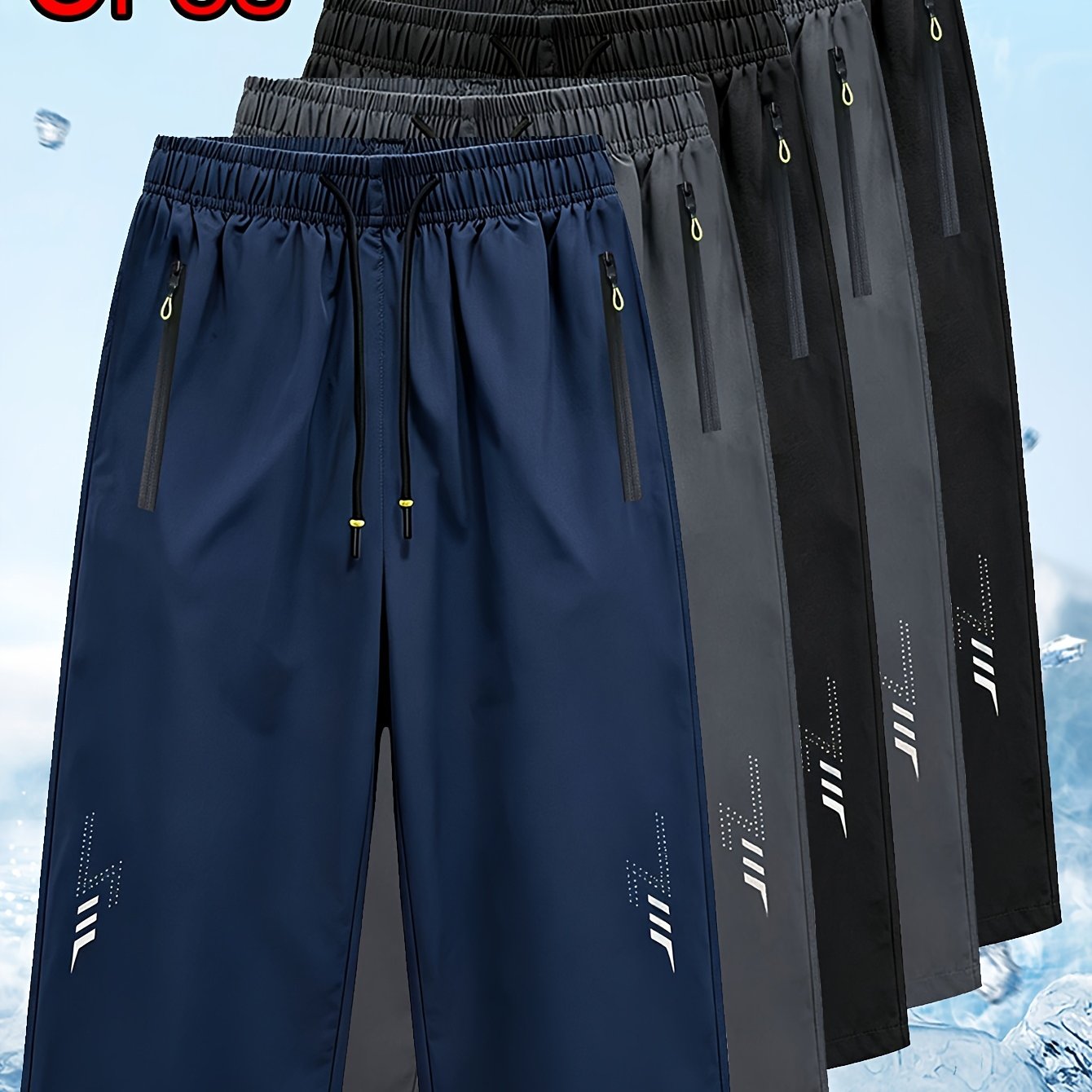 TEMU Lot de 5 pantalons Capri pour homme, pantalons courts décontractés à taille élastique avec poches