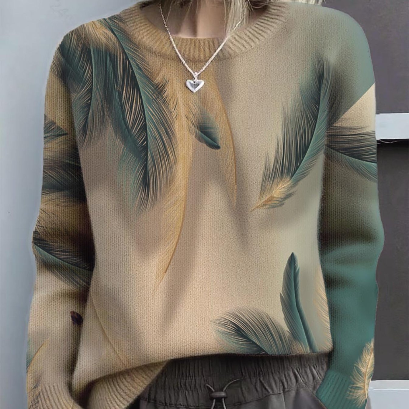 TEMU [Design Imprimé – Non Texturé] Pull Femme Saint-Valentin – Imprimé Limité, Élégant Pull à Col Rond, Vêtement d'Automne Hiver Confortable à ,
