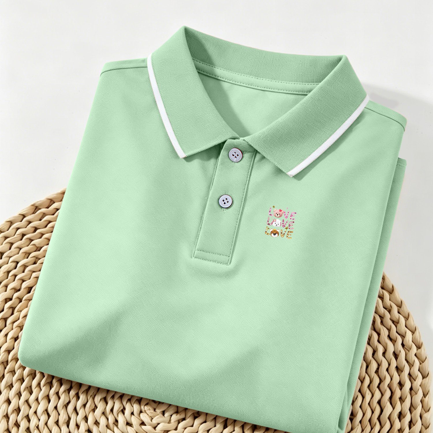 TEMU Summer Striped Collared Short-sleeved Shirts For Boys And Girls. The Shirts Feature Cute Cartoon Animal Designs And Are Suitable For Outdoor
