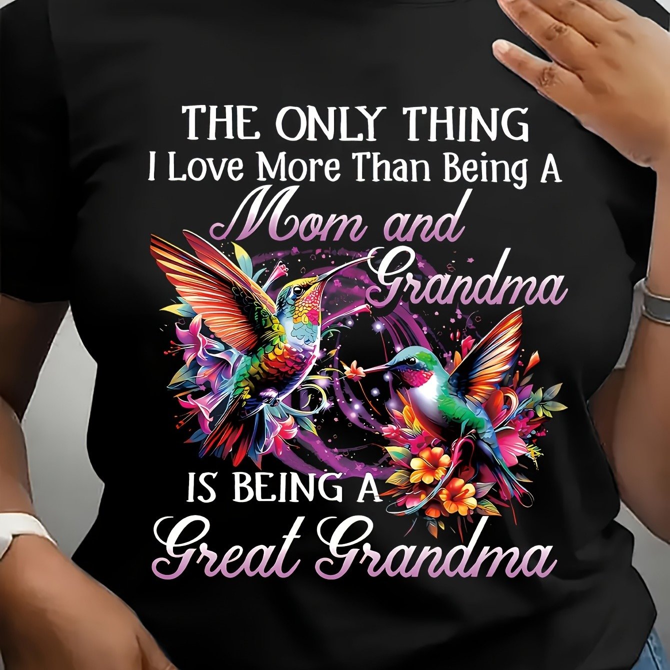 TEMU Family-themed Printed T-shirt. Made Of Breathable. Crew Neck Design, Suitable For Women's Large Size. Warm 'the Thing I - Great Grandma' Words,