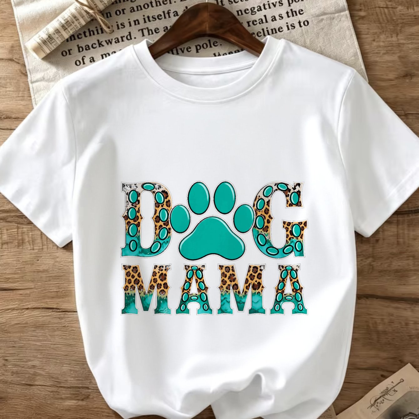 TEMU Women's Oversized Crew Neck T-shirt, 100%, Comfortable And Soft T-shirt, Women's 4-season Basic Tees, Leopard Print Paw Pattern, Popular Printed