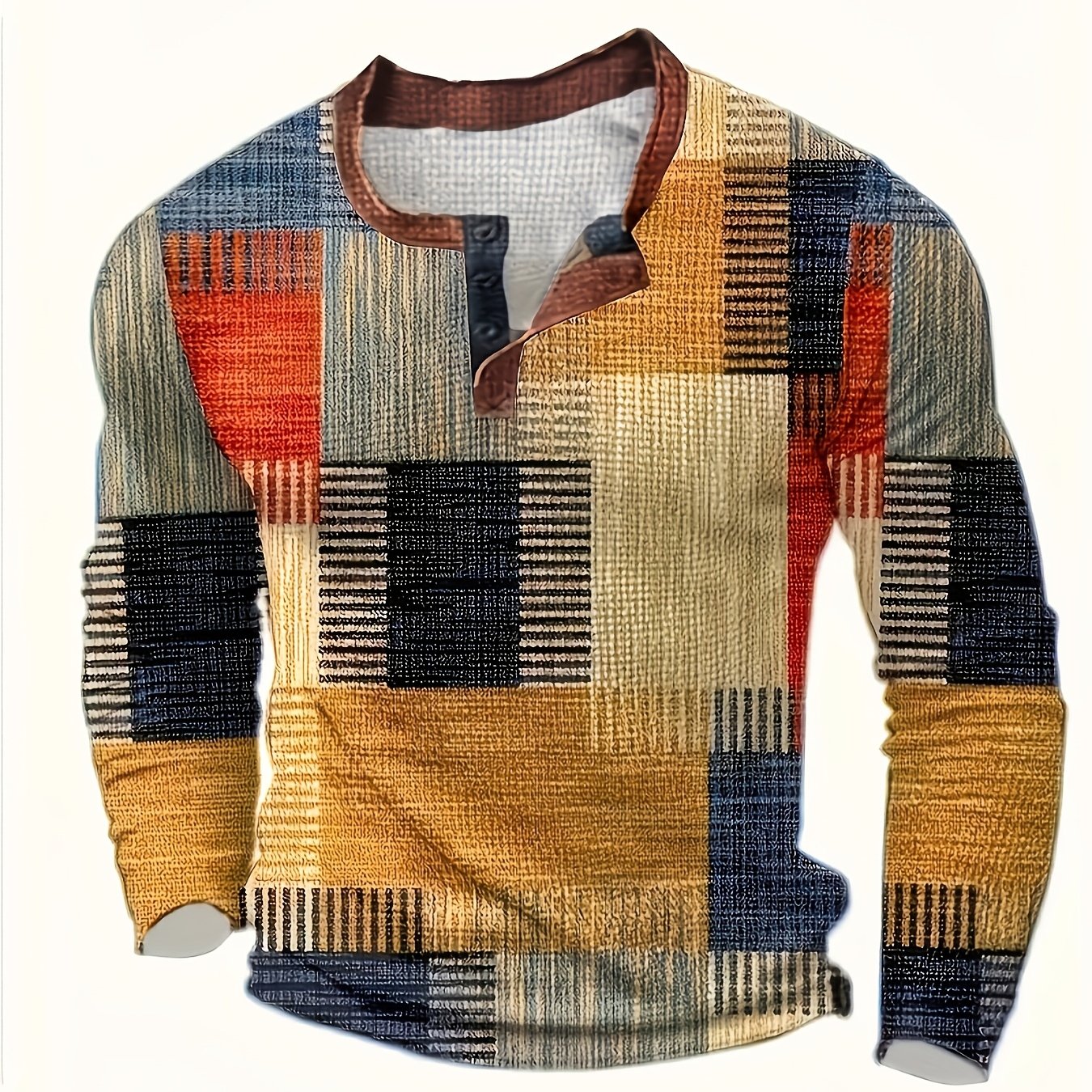 Men's 3d Waffle Outdoor Casual Henley Shirt