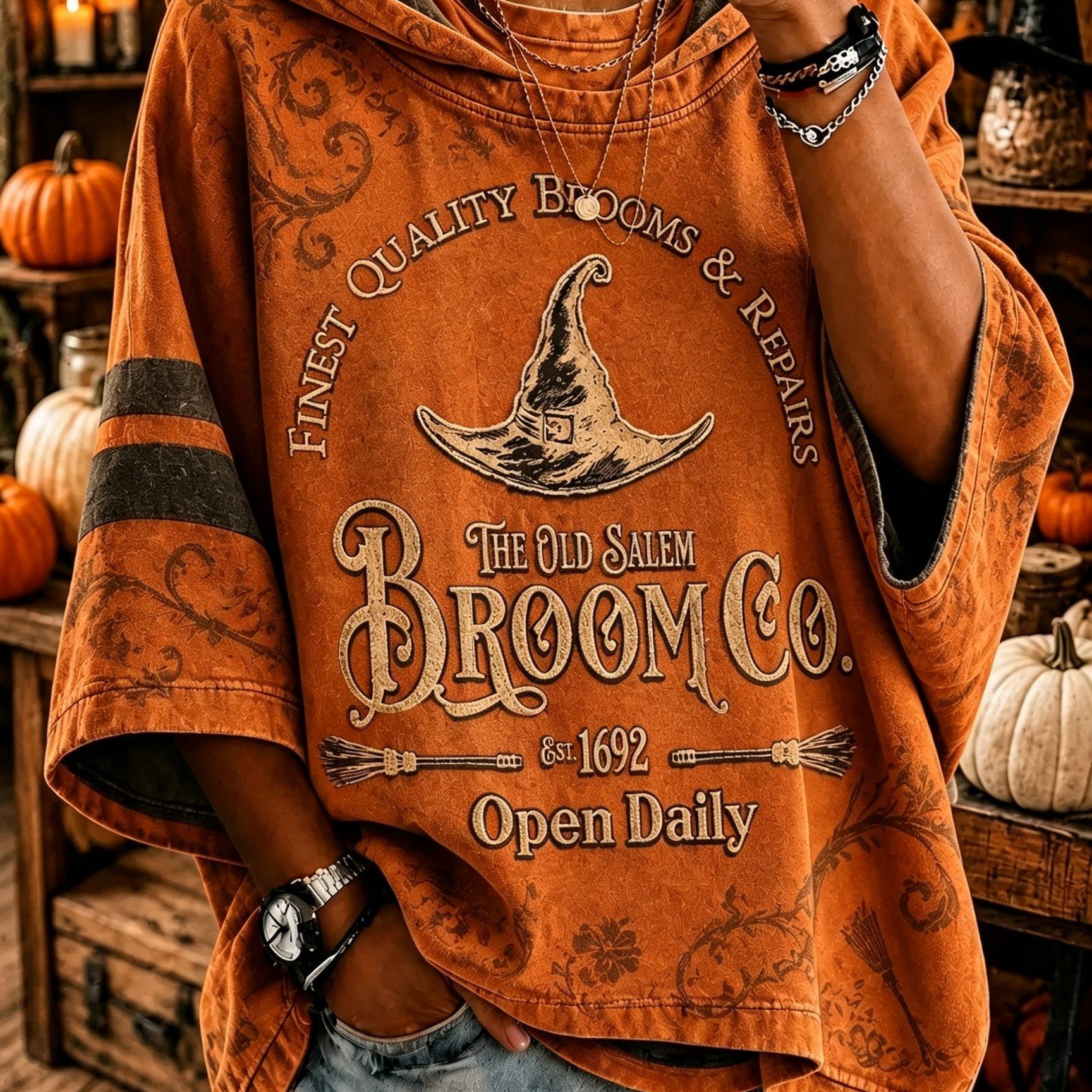 TEMU For Halloween Women's Hooded Sweatshirt, Women's 3d Digital Printed 7-inch Sleeve Sweatshirt, Suitable For Halloween Daily Wear, Best Gift For
