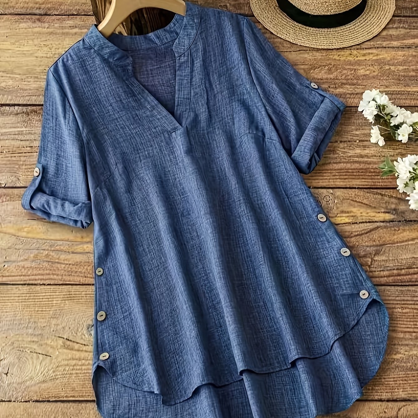 TEMU Plus Size - 2026 Spring Summer Autumn -neck Shirt, Long Sleeve Roll-up, Fashion Casual Regular Shirt, Office, Date, Travel, Holiday Choice,