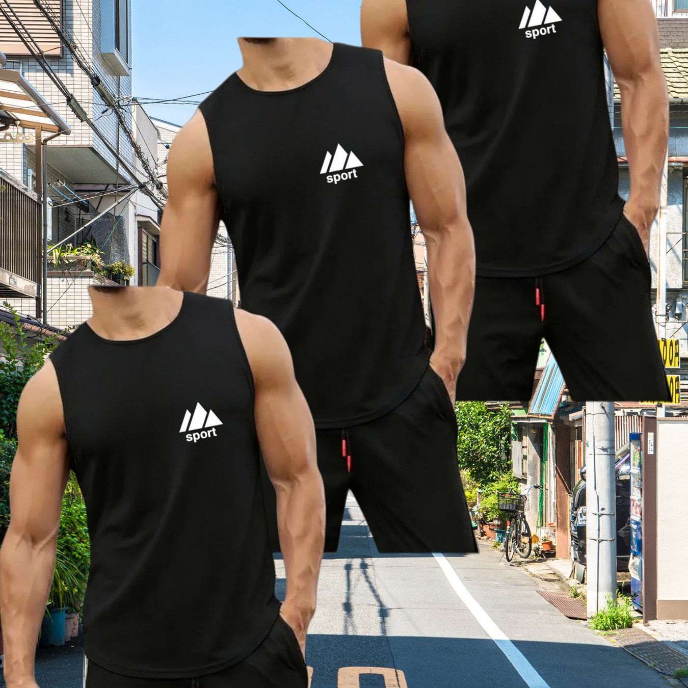 TEMU [3pcs Set] Summer 's Vest, Sport Print, Breathable And Sweat-wicking, Fitness Casual Athletic All-match Top, Sweat-resistant