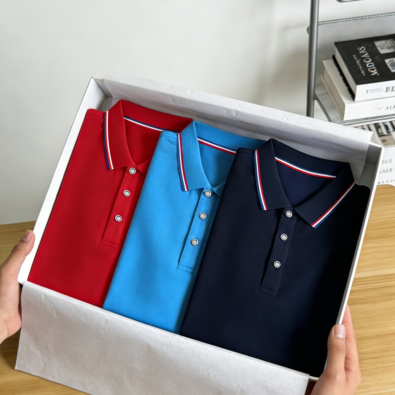 TEMU Set van 3 stuks - Casual sweatshirt voor heren, T-shirt met revers en overhemd, stijlvol en veelzijdig, golfshirt voor heren, overhemd, kraag,