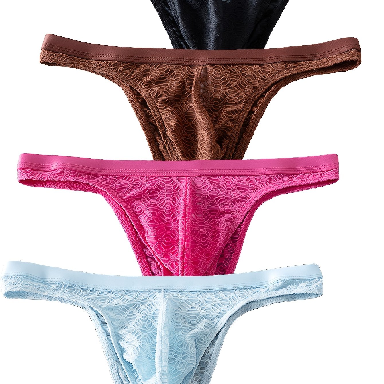 TEMU 4pcs Men's Small Triangle Briefs, Mesh Sheer Thin Straps, , Fashion, Stretchy Body-hugging Low-waist Thin Sport Comfortable Bikini Underwear,